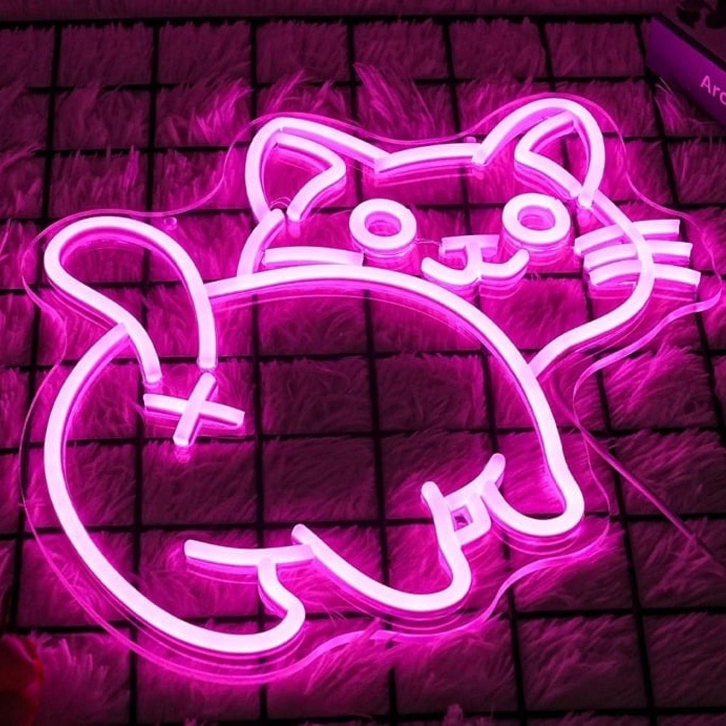 Funny Bright Pink Kitty Cat Booty LED Night Light Room Wall Decoration