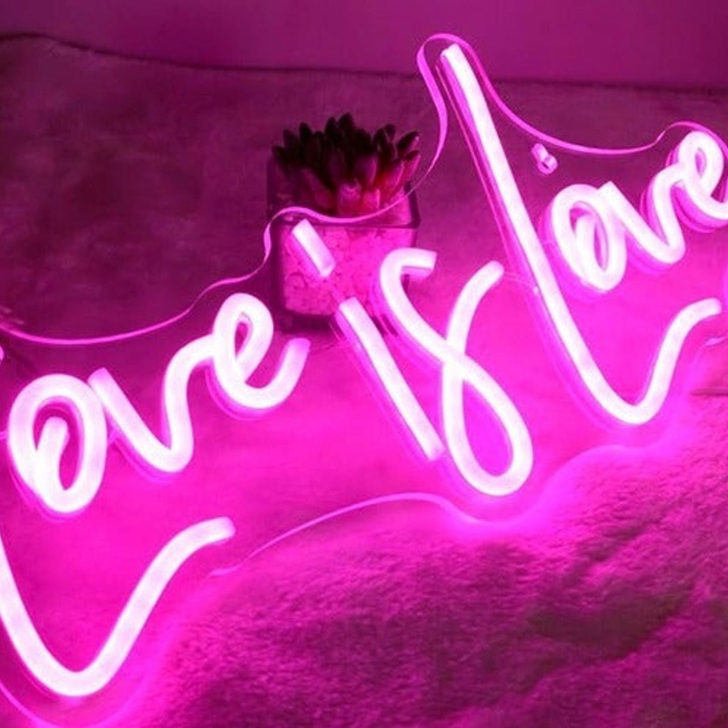 Lovely Bright Pink “Love is Love” LED Night Light Room Wall Decoration