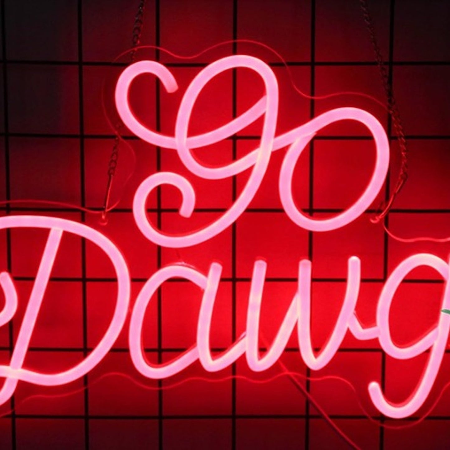 Fun Bright Red “Go Dawgs” LED Night Light Sports Room Wall Decoration