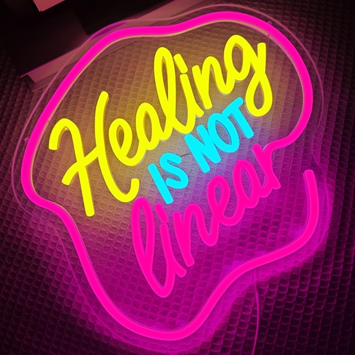 Lovely Bright Colorful “Healing is Not Linear” LED Night Light Room Wall Decor