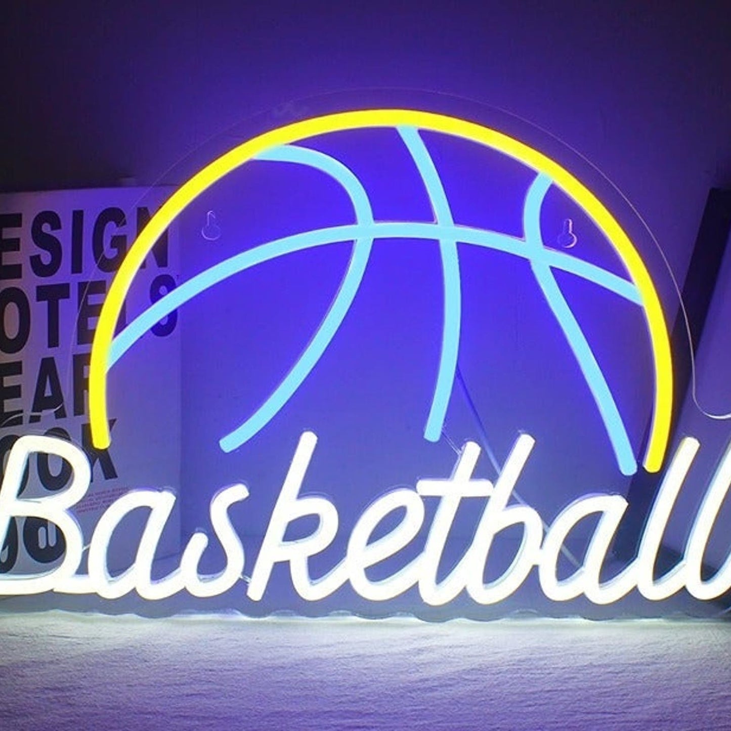 Fun Bright Blue BasketBall LED Night Light NBA Game Room Wall Sport Decor