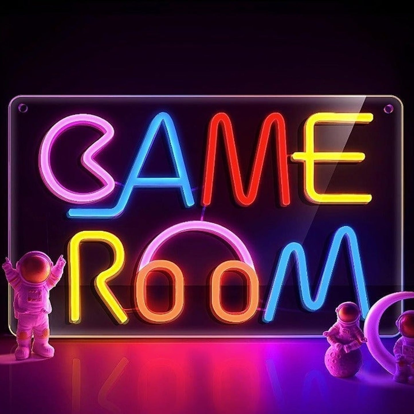 Fun Bright Rainbow Colorful "Game Room" Headphones LED Night Light Sign Decor