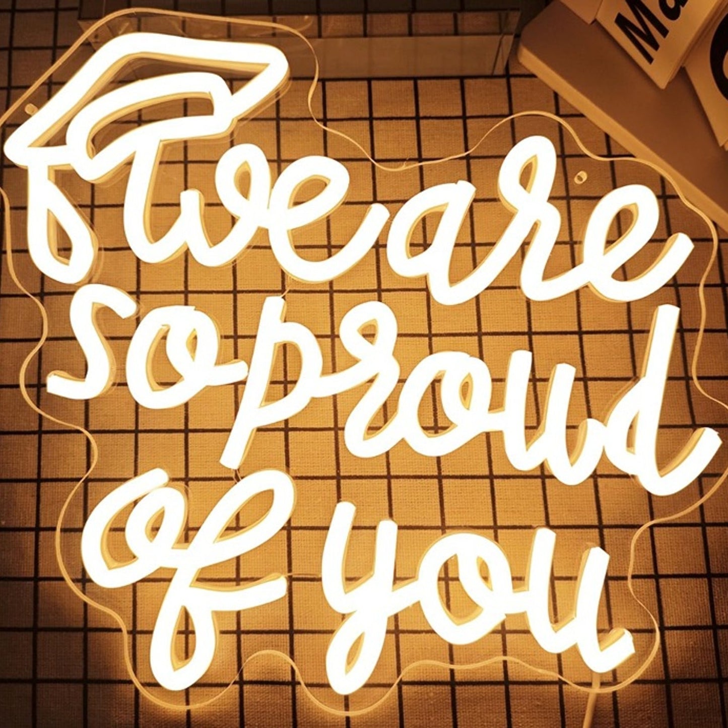 Vivid Bright White “We Are So Proud of You” LED Night Light Graduation Decor