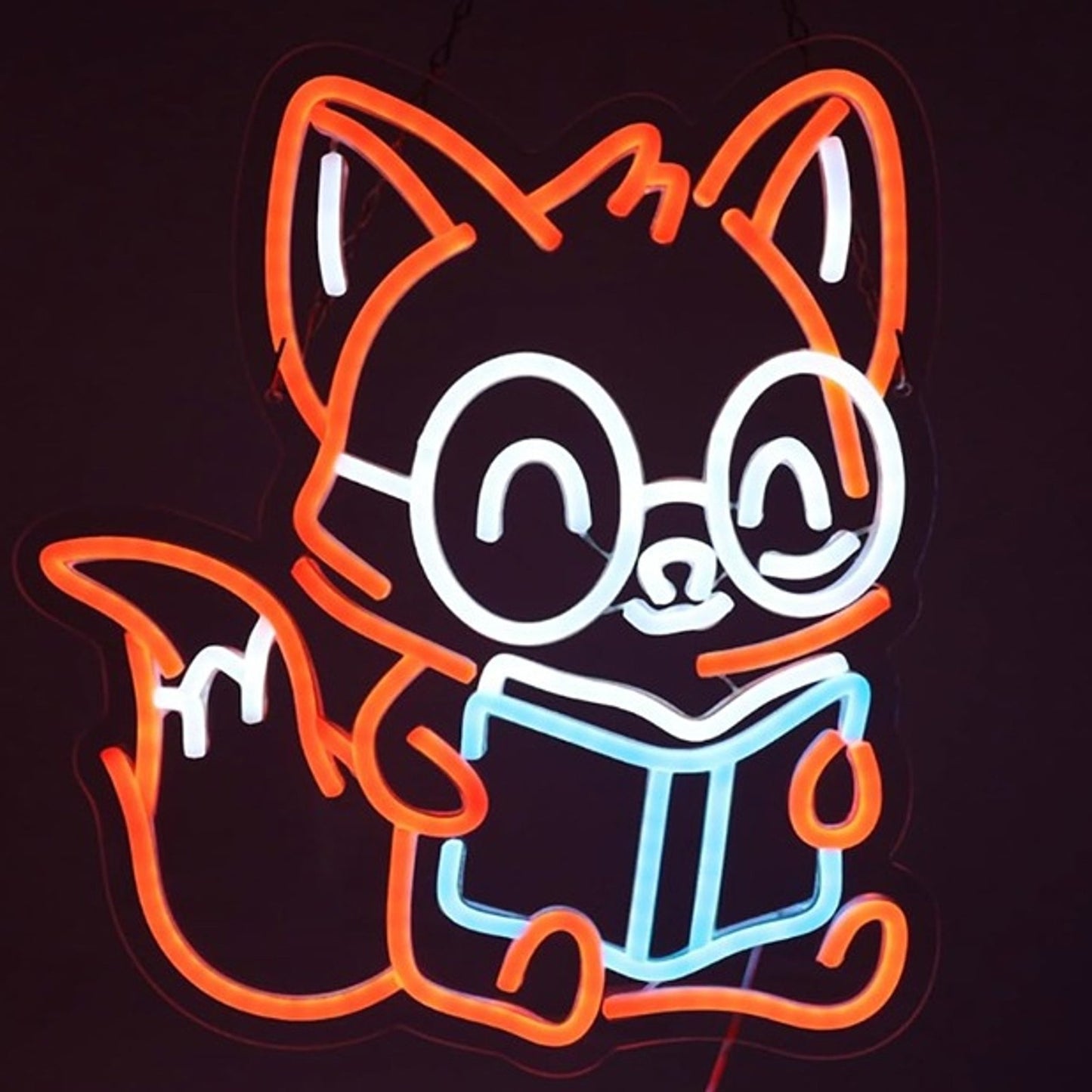 Fun Bright Smart Baby Fox Reading a Book LED Night Light Room Wall Decor