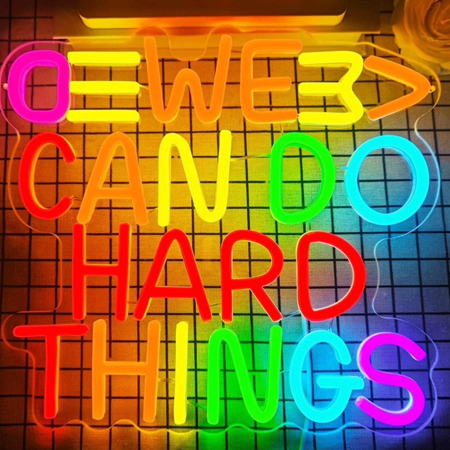 Lovely Bright Colorful “We Can Do Hard Things” Pencil Light School Room Wall Dec