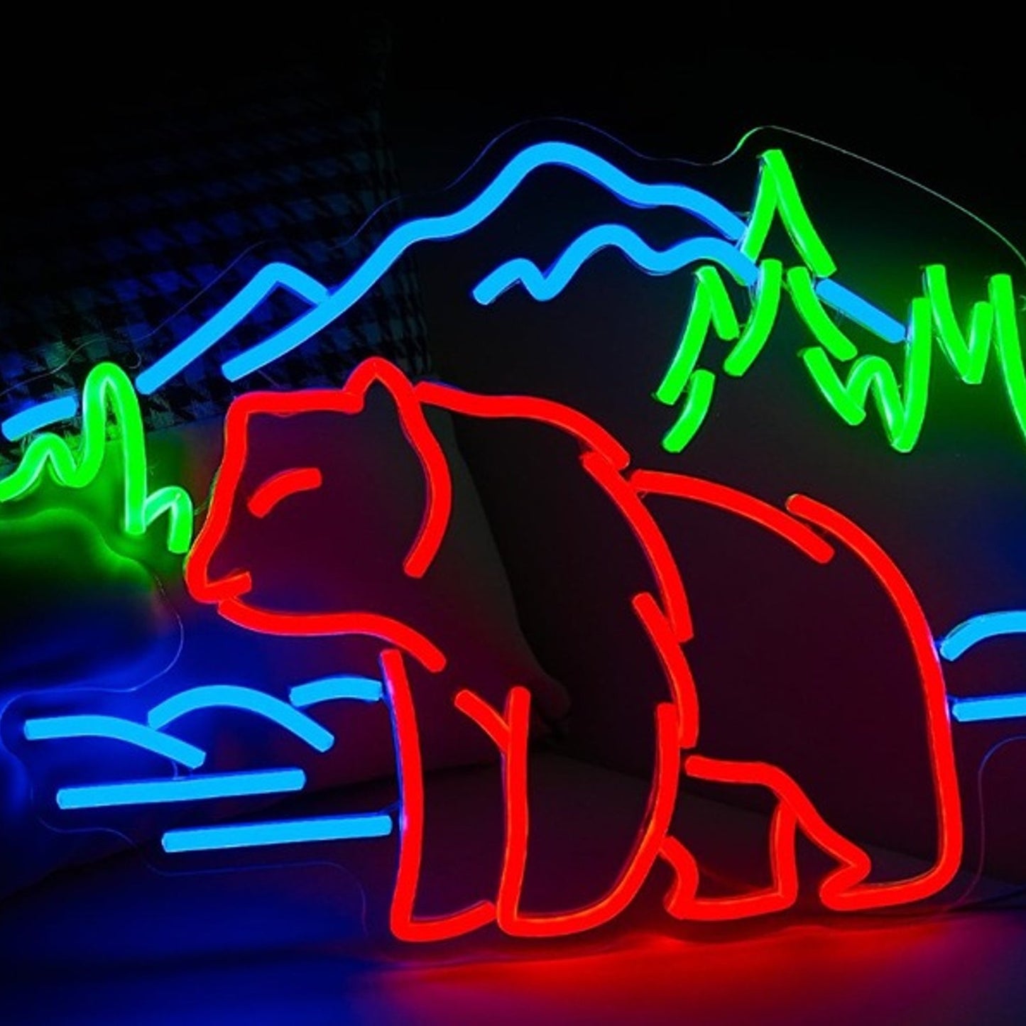 Lovely Bright Bear in the Mountains LED Night Light Room Wall Decoration