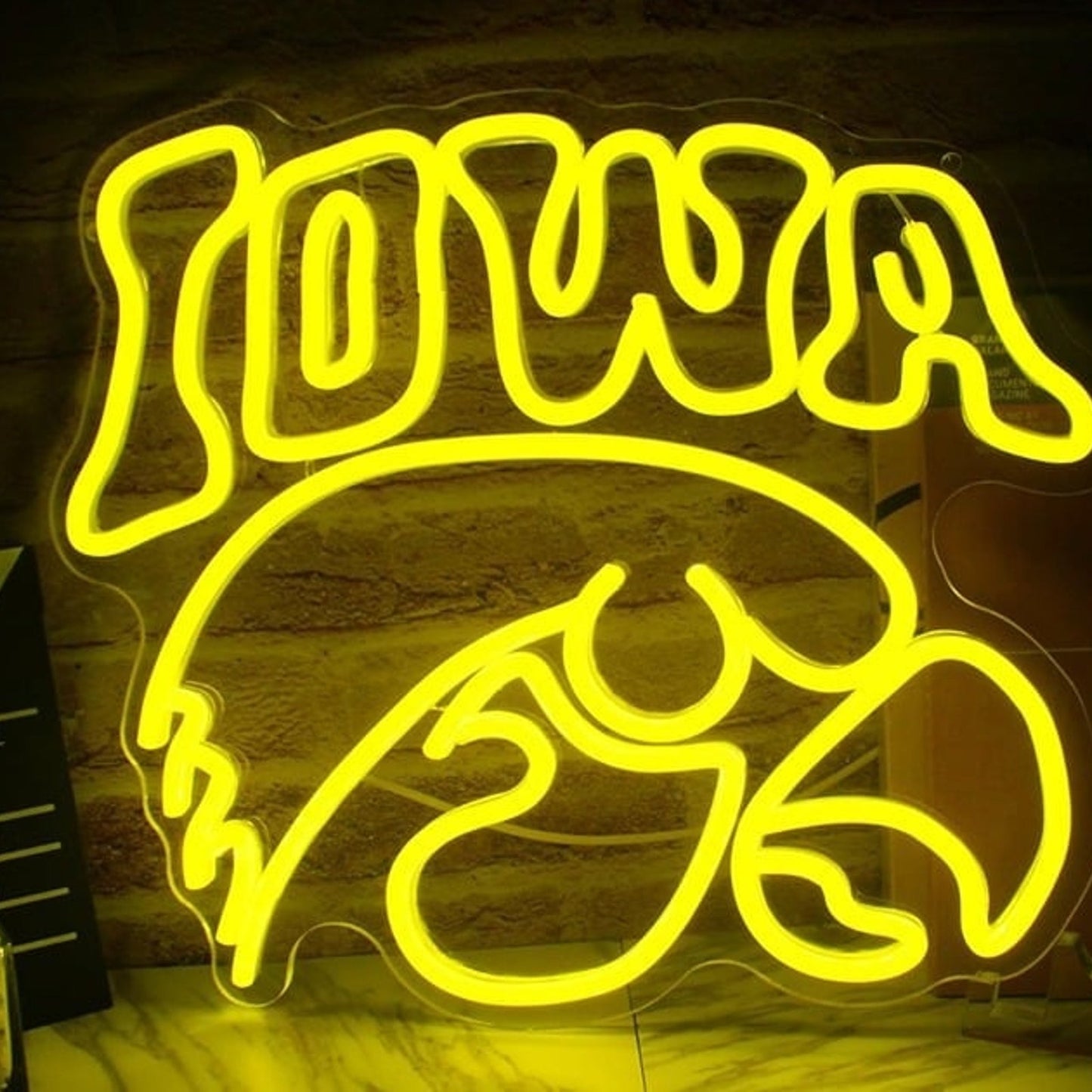 Vivid Bright Yellow Iowa Hawkeyes LED Night Light Room Wall Decoration