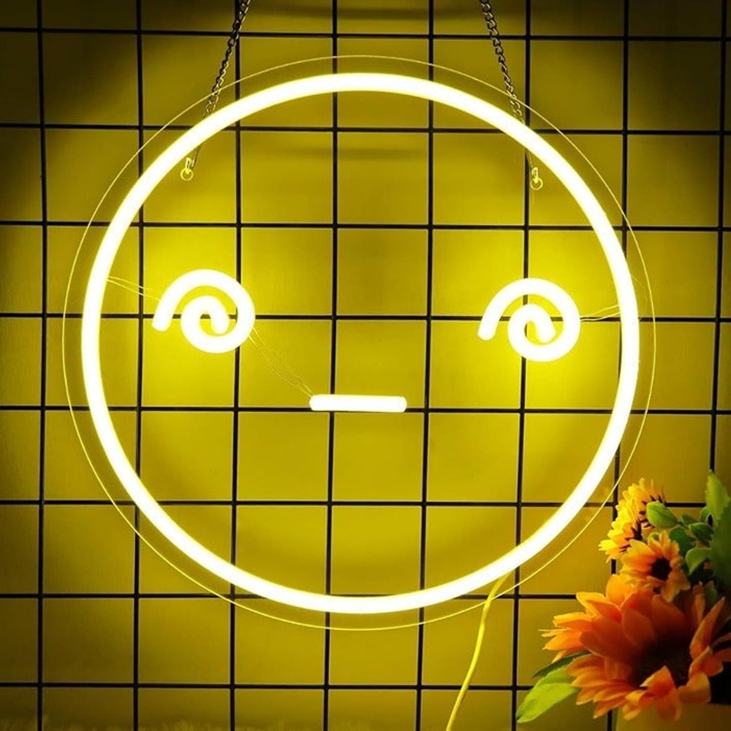 Fun Vivid Bright Confused Smiley Face LED Night Light Room Wall Decor