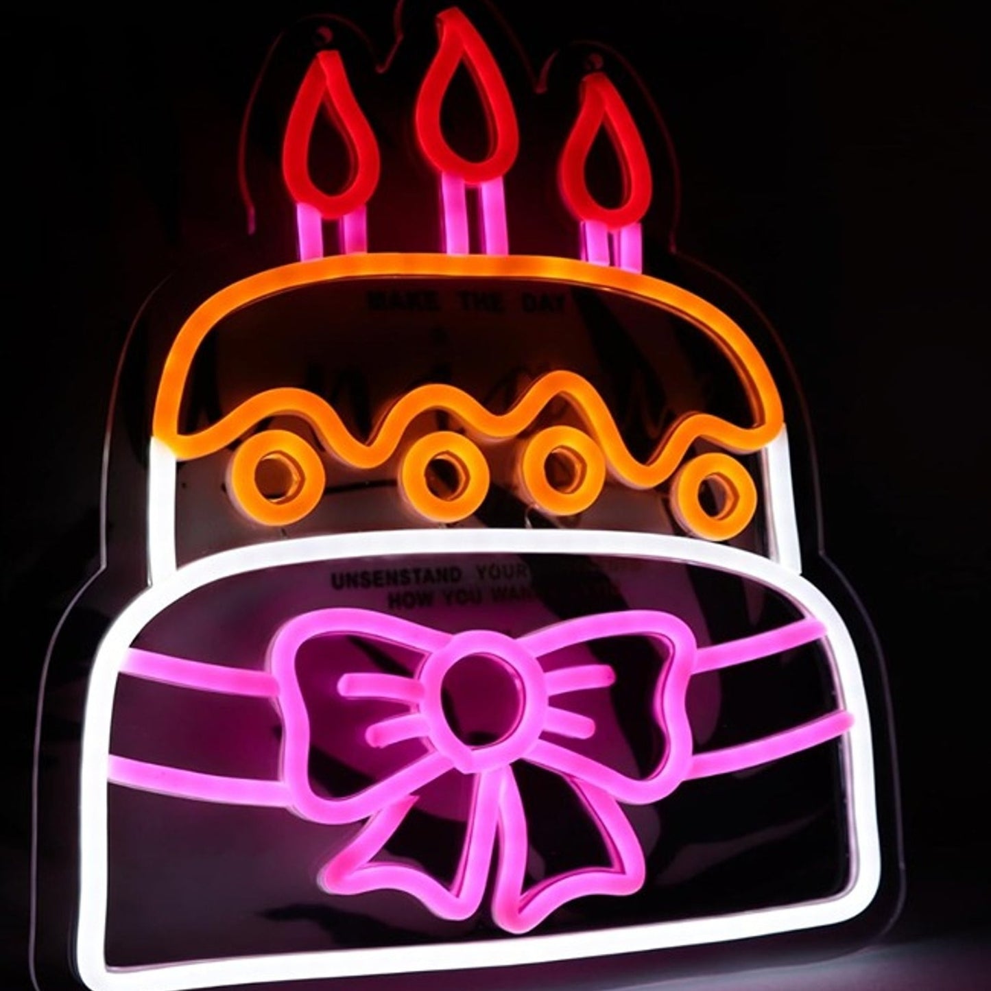 Lovely Bright Pink Bow Cake LED Night Light Room Wall Decoration