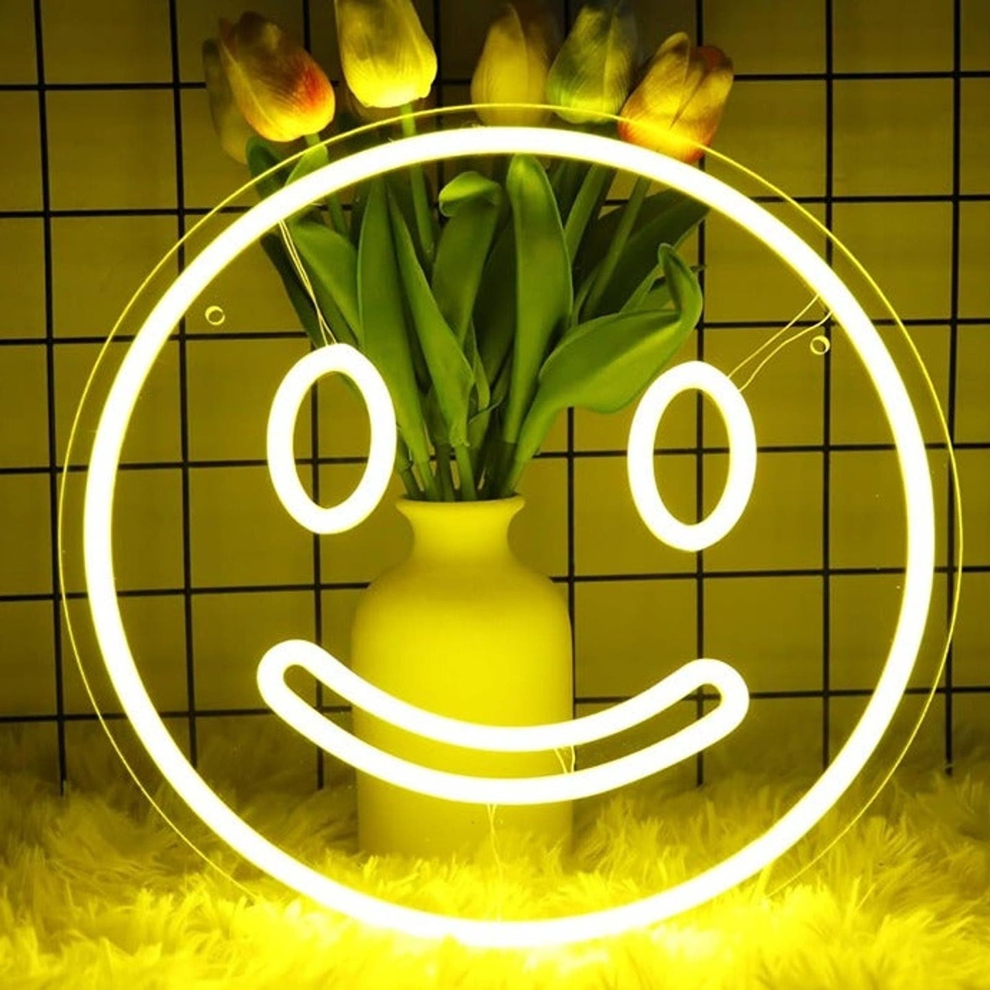 Fun Vivid Bright Simple Smiley Face LED Night Light Room Wall Decor