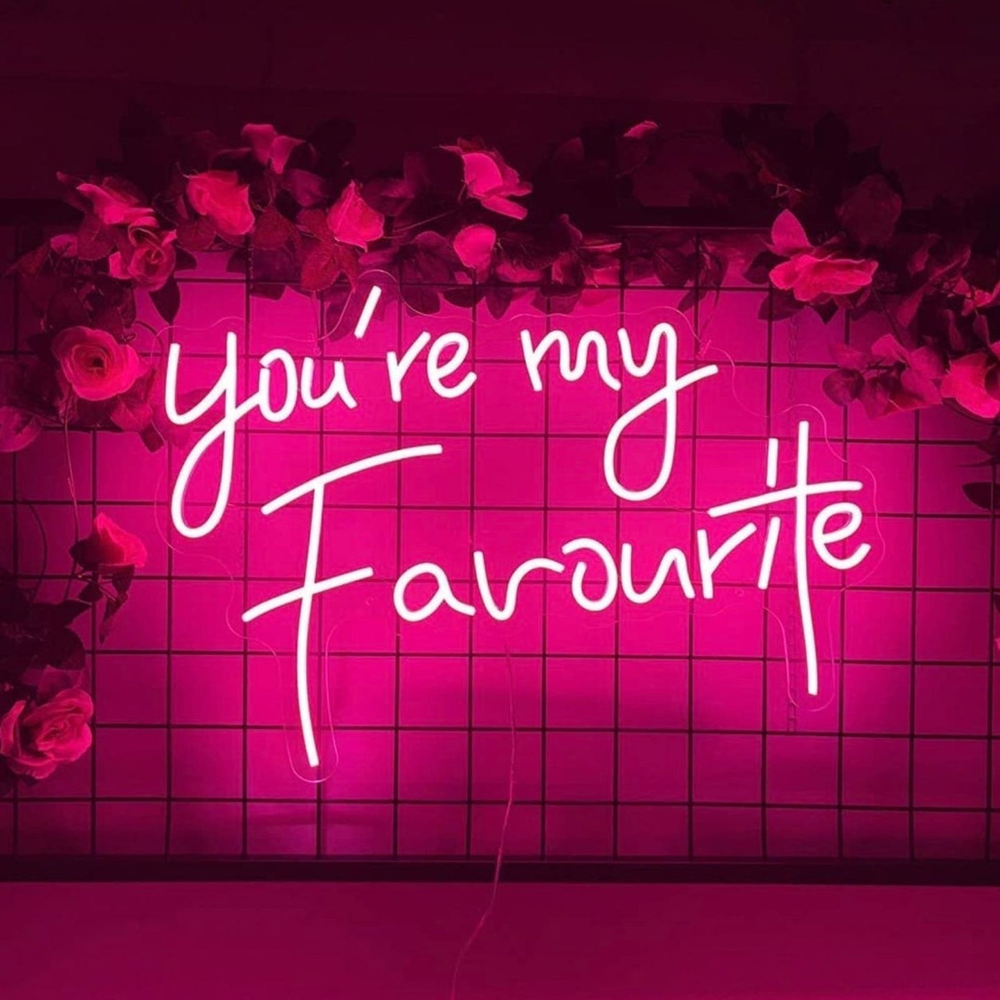 Cute Bright Pink “You’re My Favorite” LED Light Sign Wall Room Decor