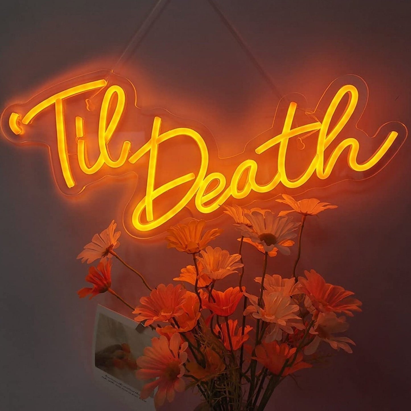 Romantic Warm “Til’ Death” LED Love Light Engagement Wedding Decor