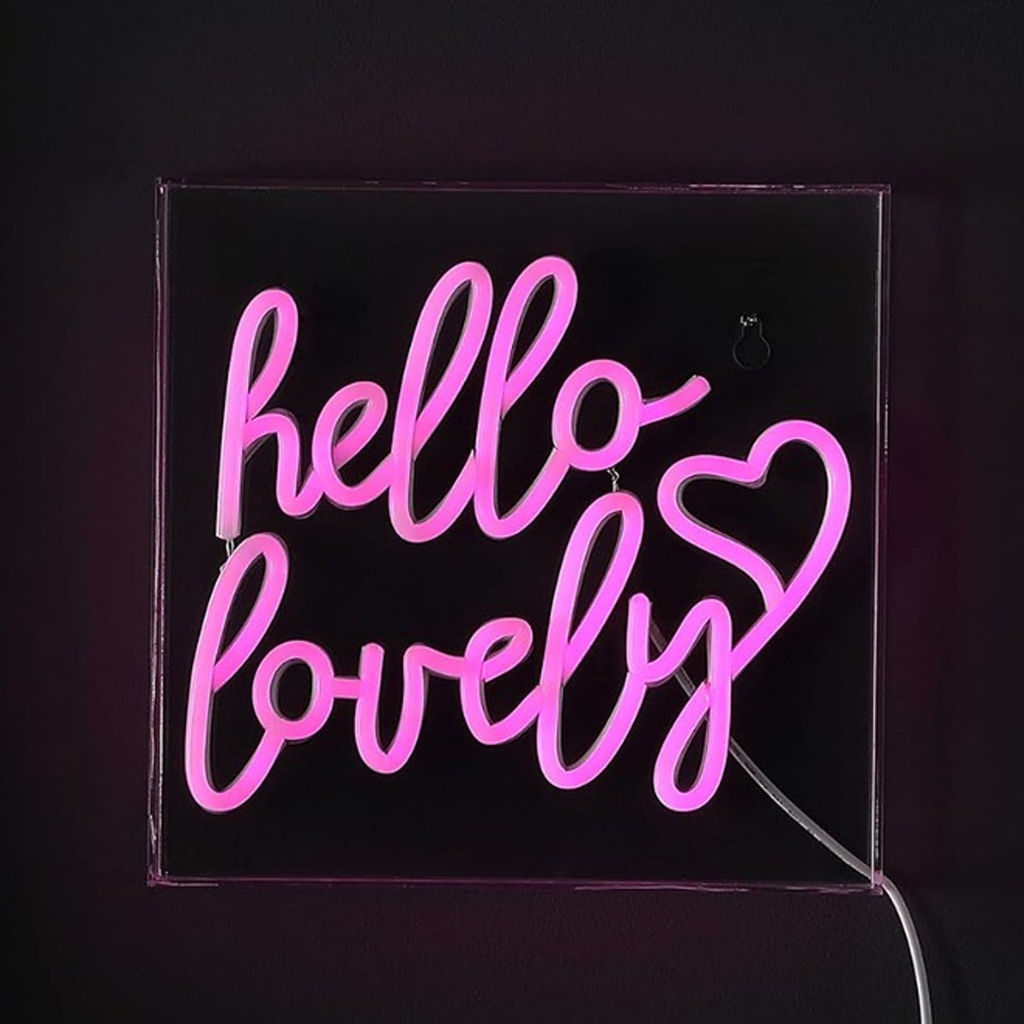Lovely Bright Pink “Hello Lovely” LED Night Light Box Room Wall Art Decoration