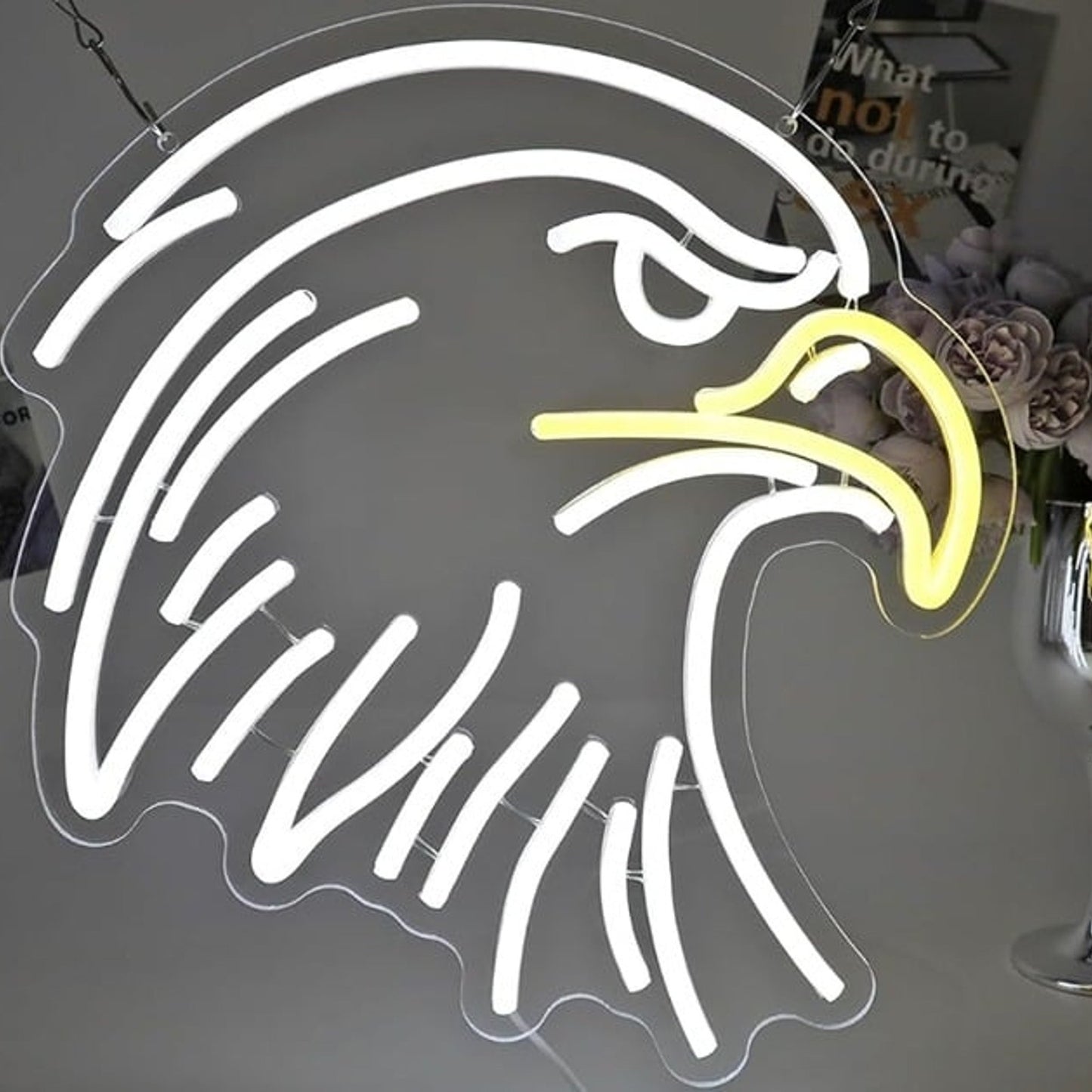 Vivid Bright White Bald Eagle Head LED Night Light Room Wall Decoration