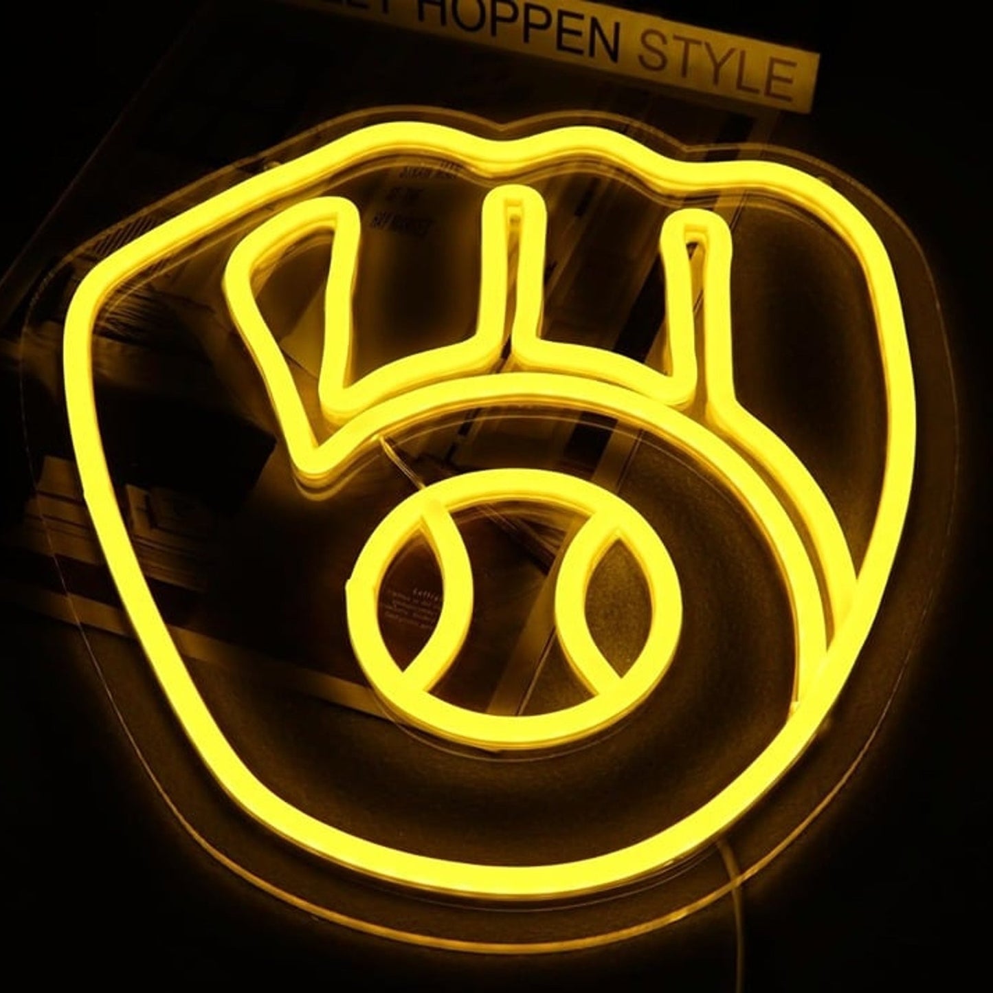 Fun Bright Yellow Baseball Catching Glove Night Light MLB Sport Room Wall Decor