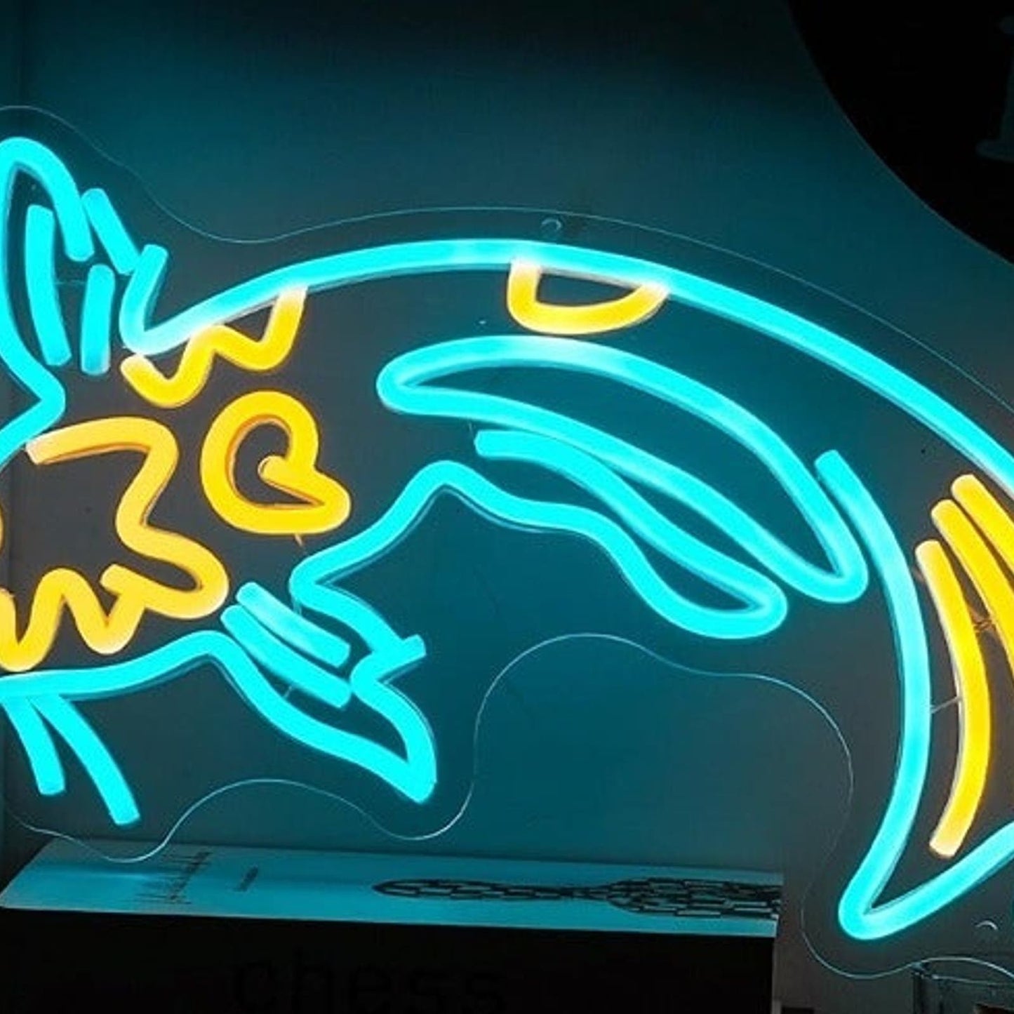 Vivid Bright Yellow/Blue Japanese Koi Fish LED Night Light Room Wall Decor
