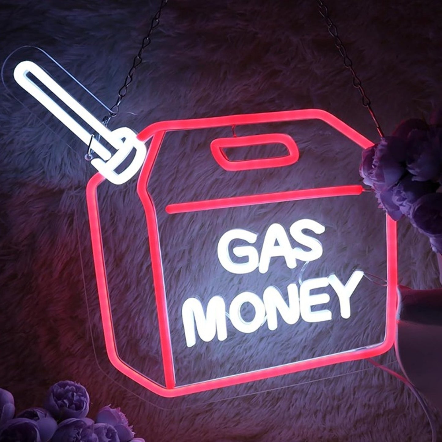 Vivid Bright Red “Gas Money” Gas Tank LED Night Light Room Wall Decoration