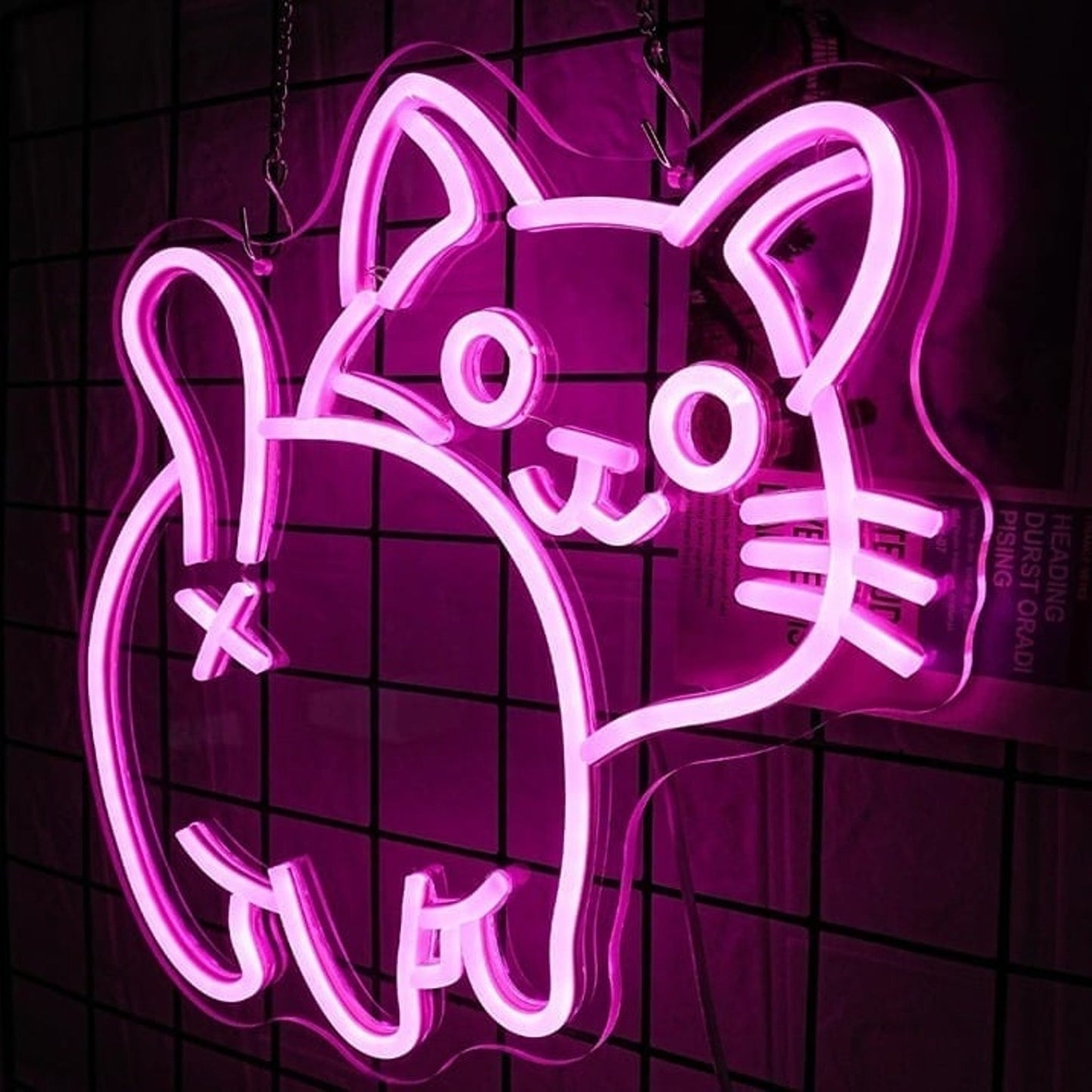 Funny Bright Pink Kitty Cat Booty LED Night Light Room Wall Decoration