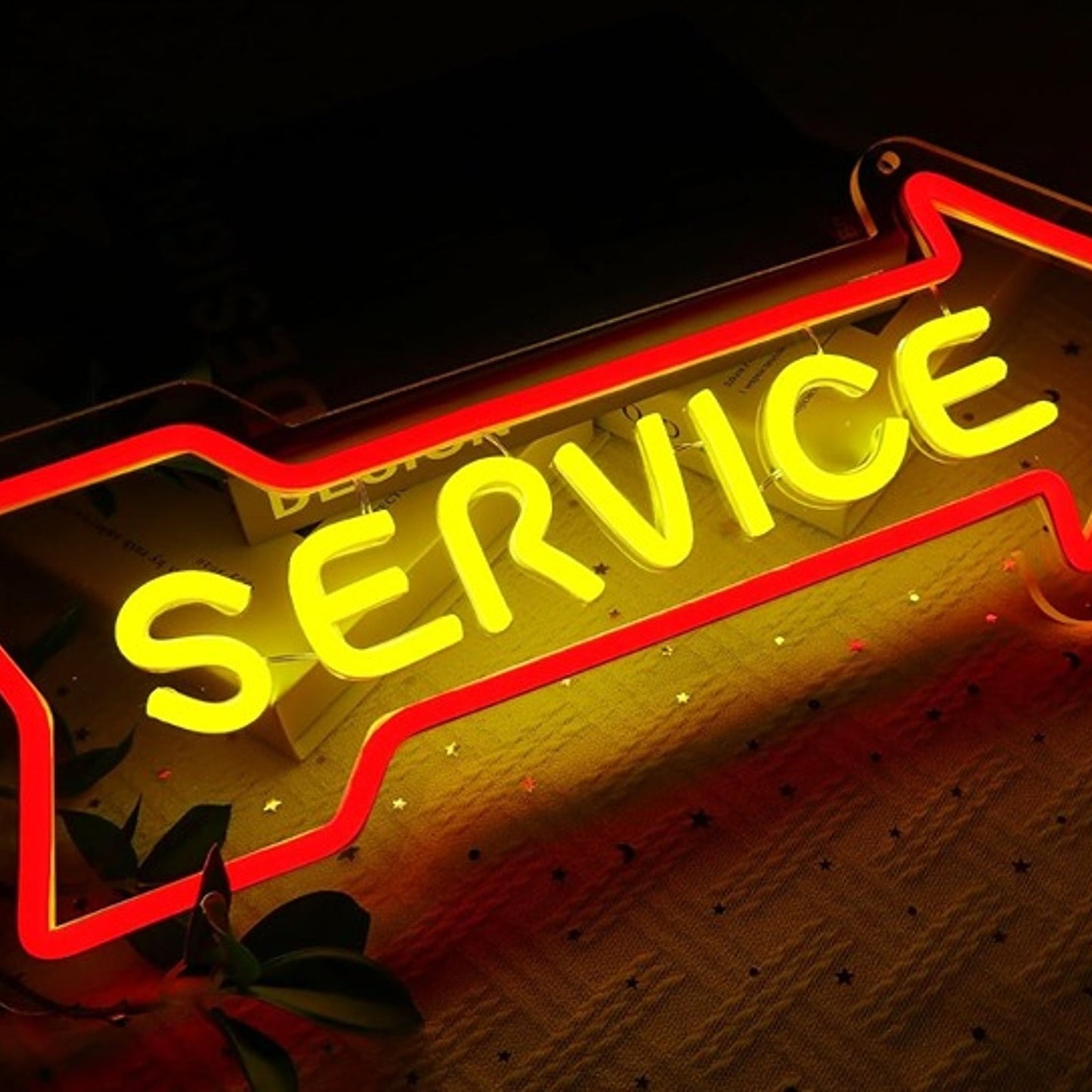 Vivid Bright Red Arrow “Service” Sign LED Light Business Shop Wall Sign