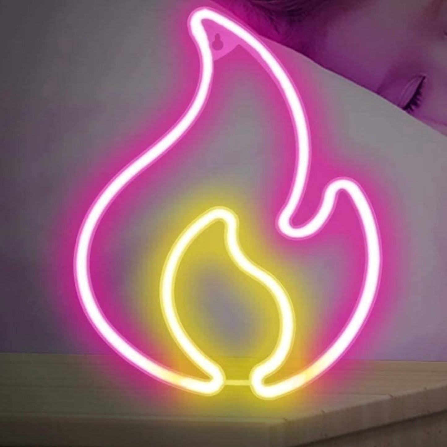 Cute Pink & Yellow Flame LED Light Decor