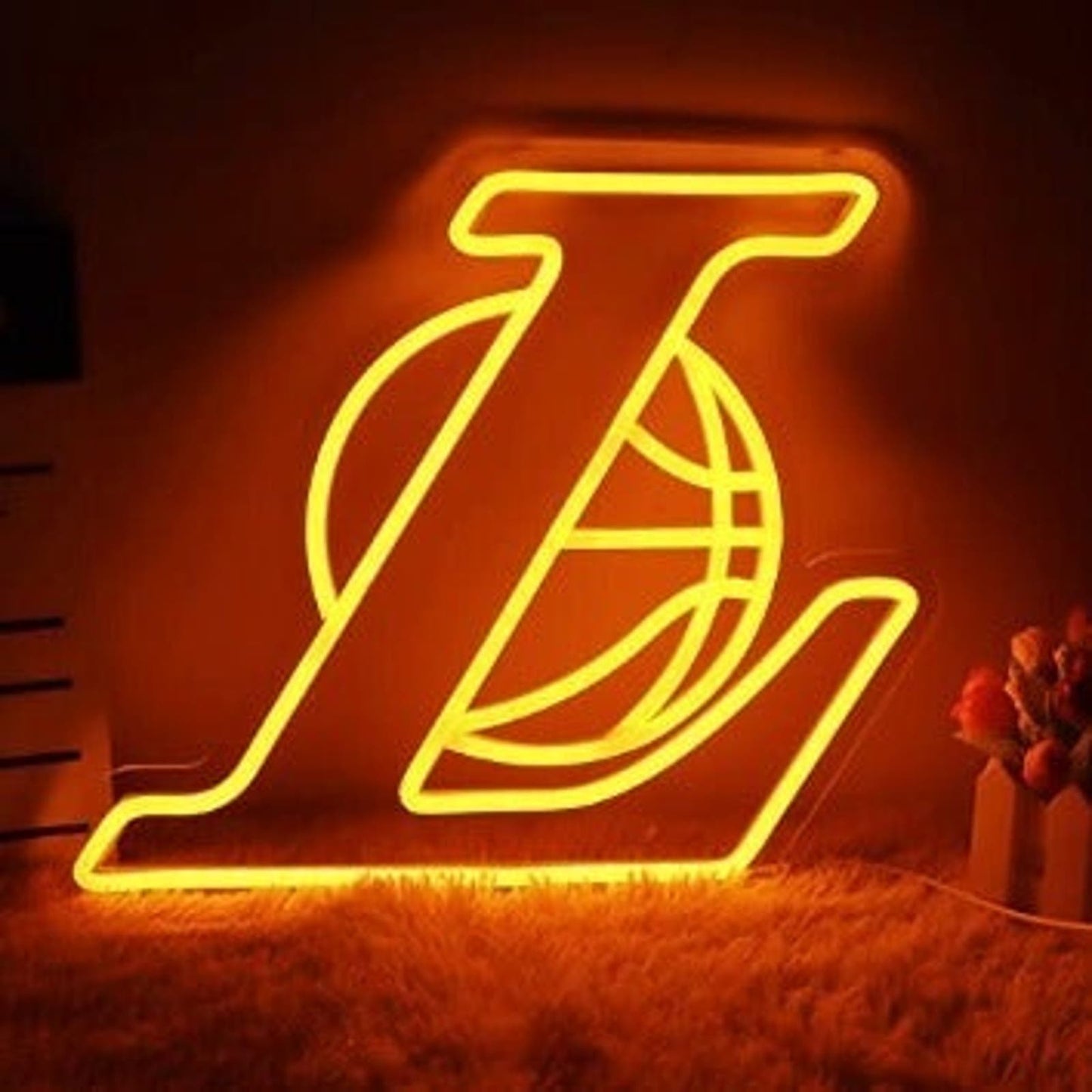Vivid Bright Orange Los Angles Lakers Basketball LED Light NBA Sport Decor