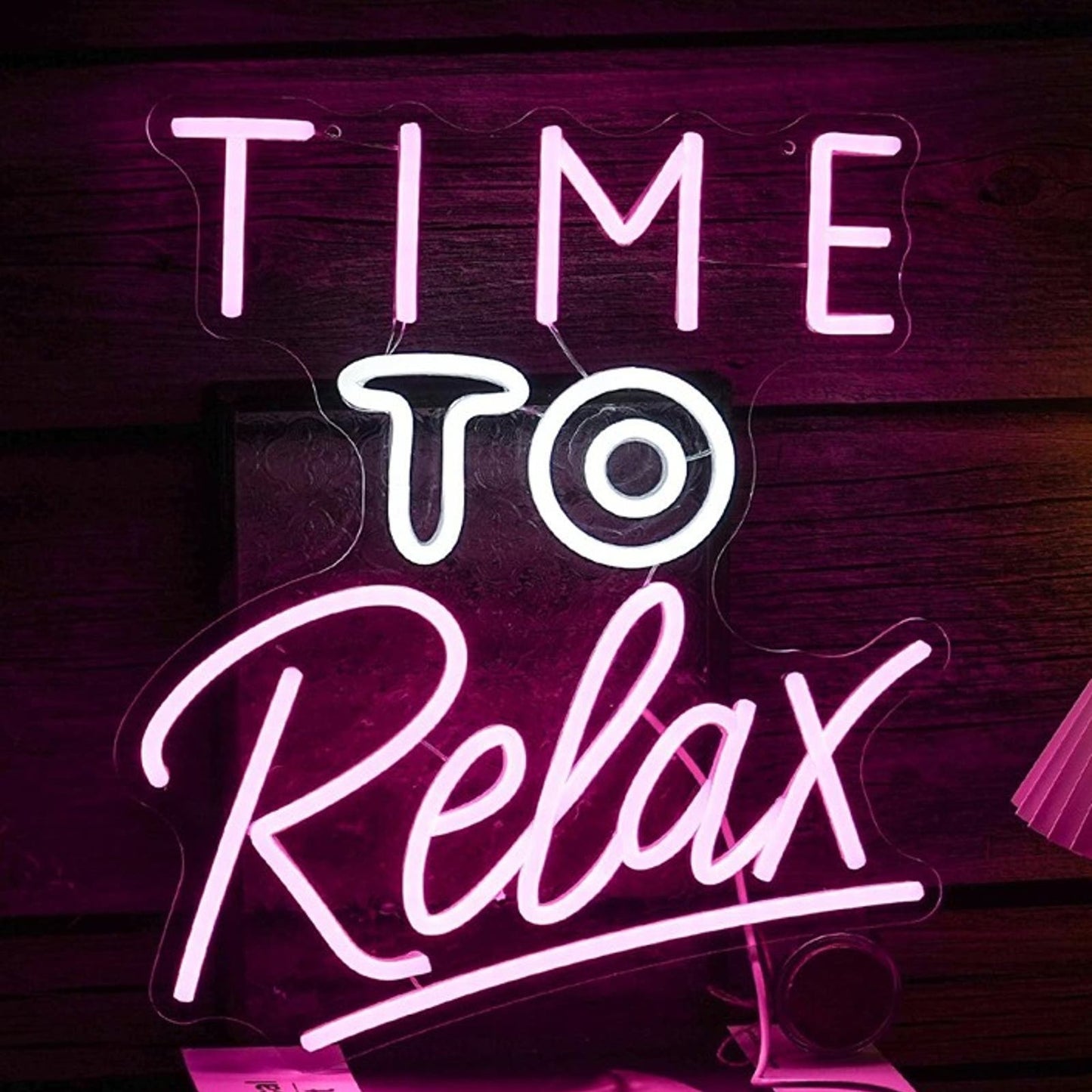 Lovely Bright Pink “Time to Relax” LED Night Light Room Wall Decoration