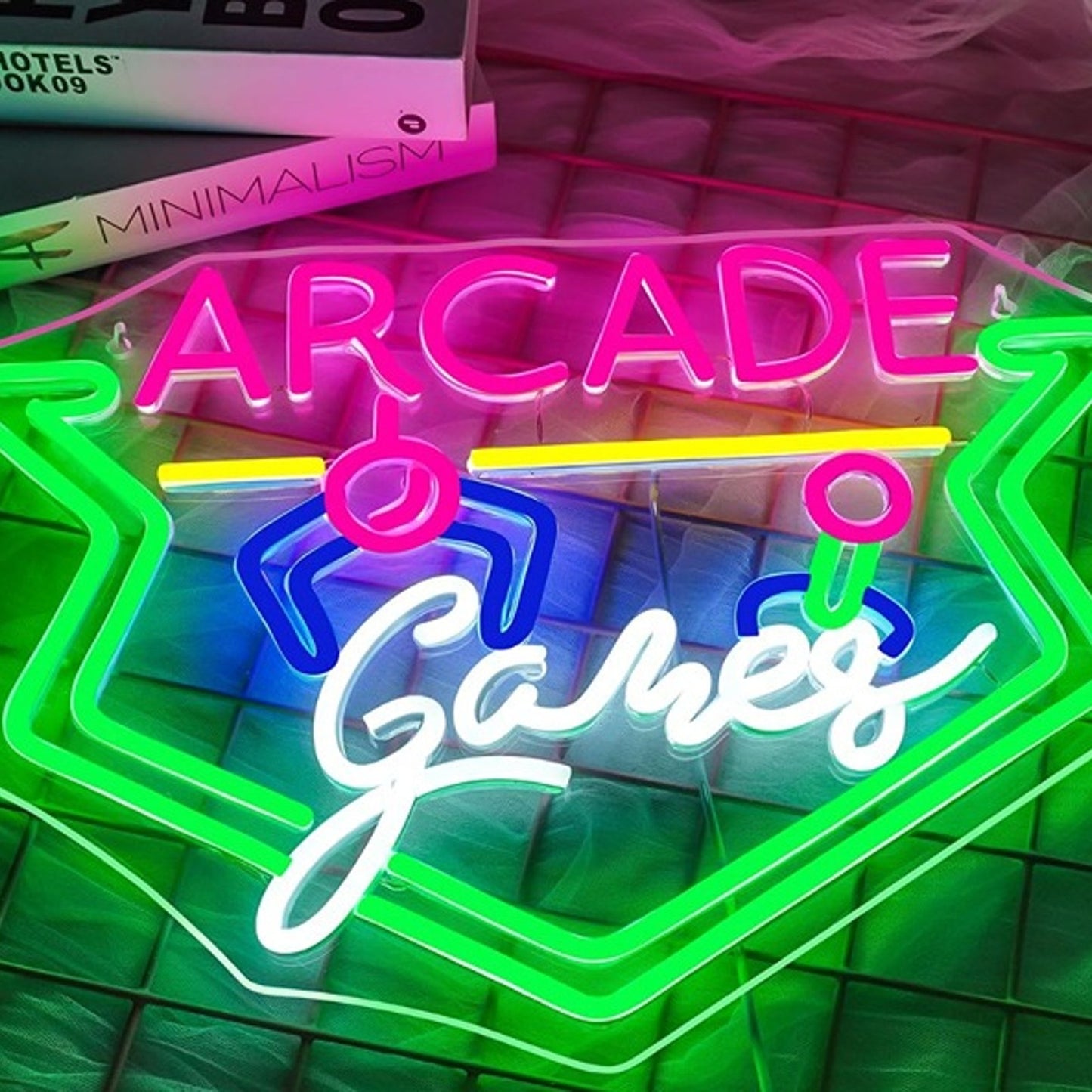 Fun Bright Colorful “Arcade Games” LED Night Light Game Room Wall Decoration