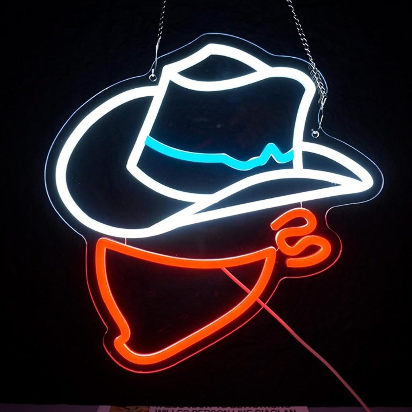 Fun Bright White Cowboy Hat and Red Bandana LED Night Light Room Wall Decoration