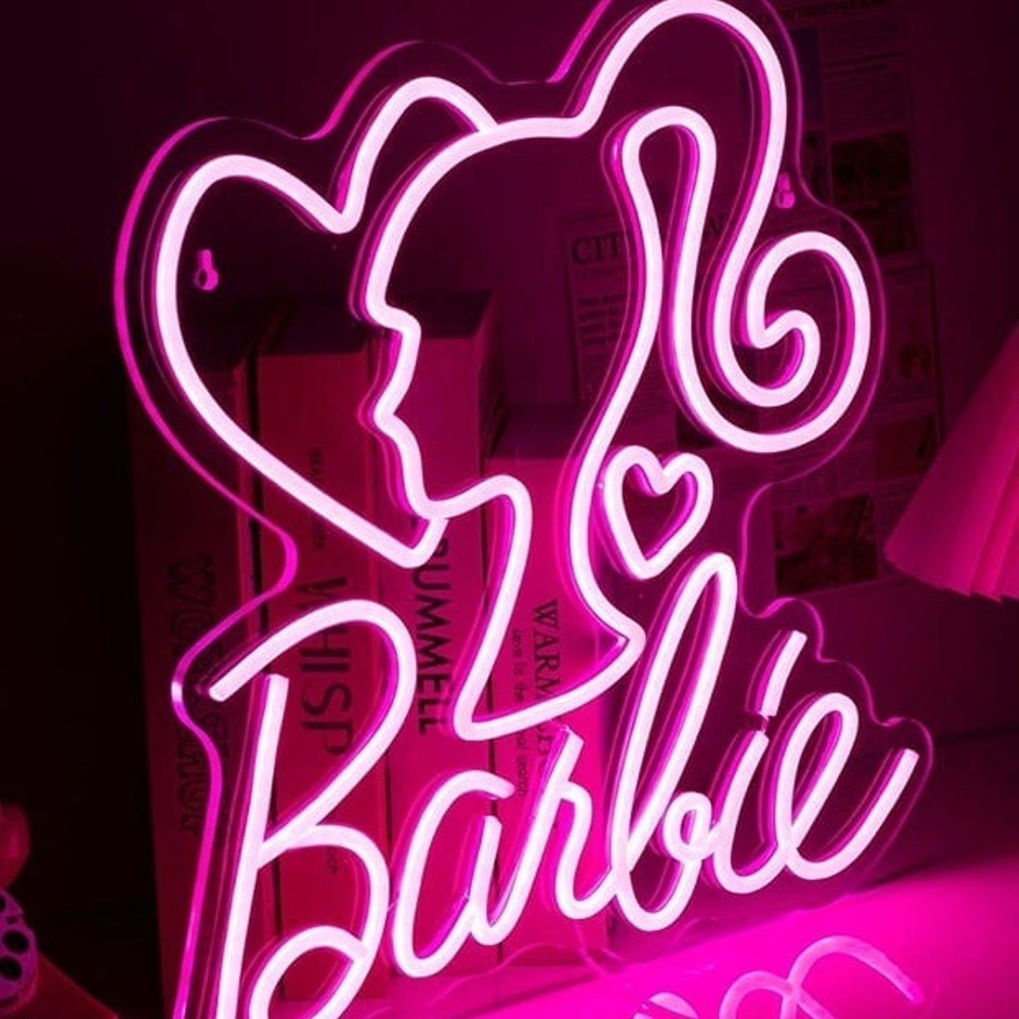 Lovely Bright Pink Barbie Heart LED Night Light Room Wall Decoration