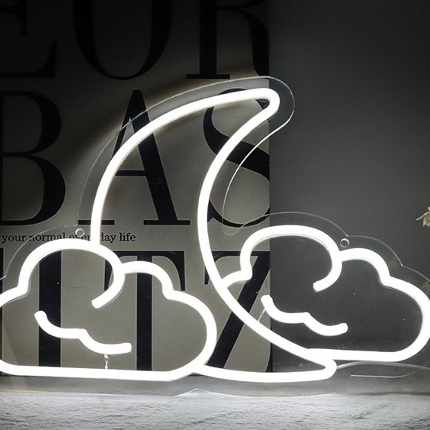 Lovely Bright Crescent Moon in Clouds LED Night Light Room Wall Decoration