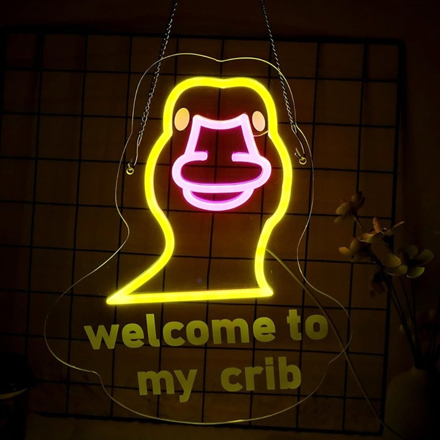 Fun Bright Yellow “Welcome to My Crib” Yellow Duckling Night Light Room Decor