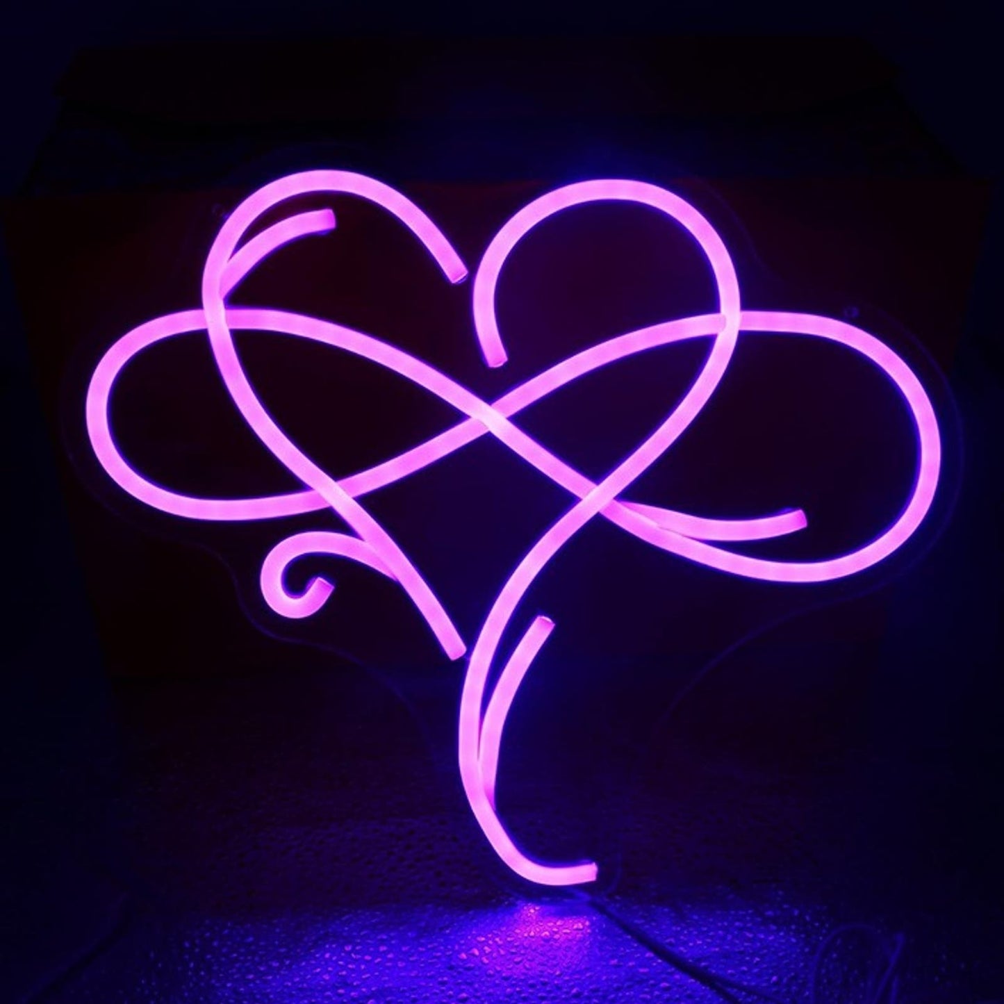 Lovely Bright Pink Mystical Infinity Heart LED Night Light Room Wall Decoration