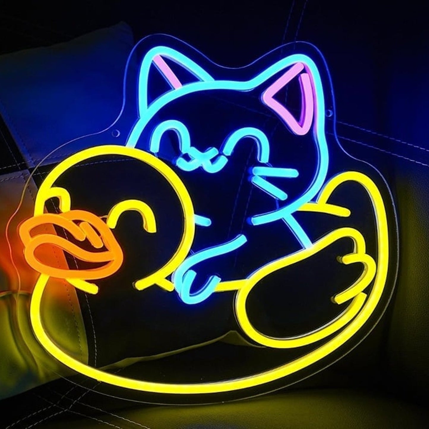 Fun Bright Cute Kitty Cat Riding a Rubber Ducky LED Night Light Room Wall Decor
