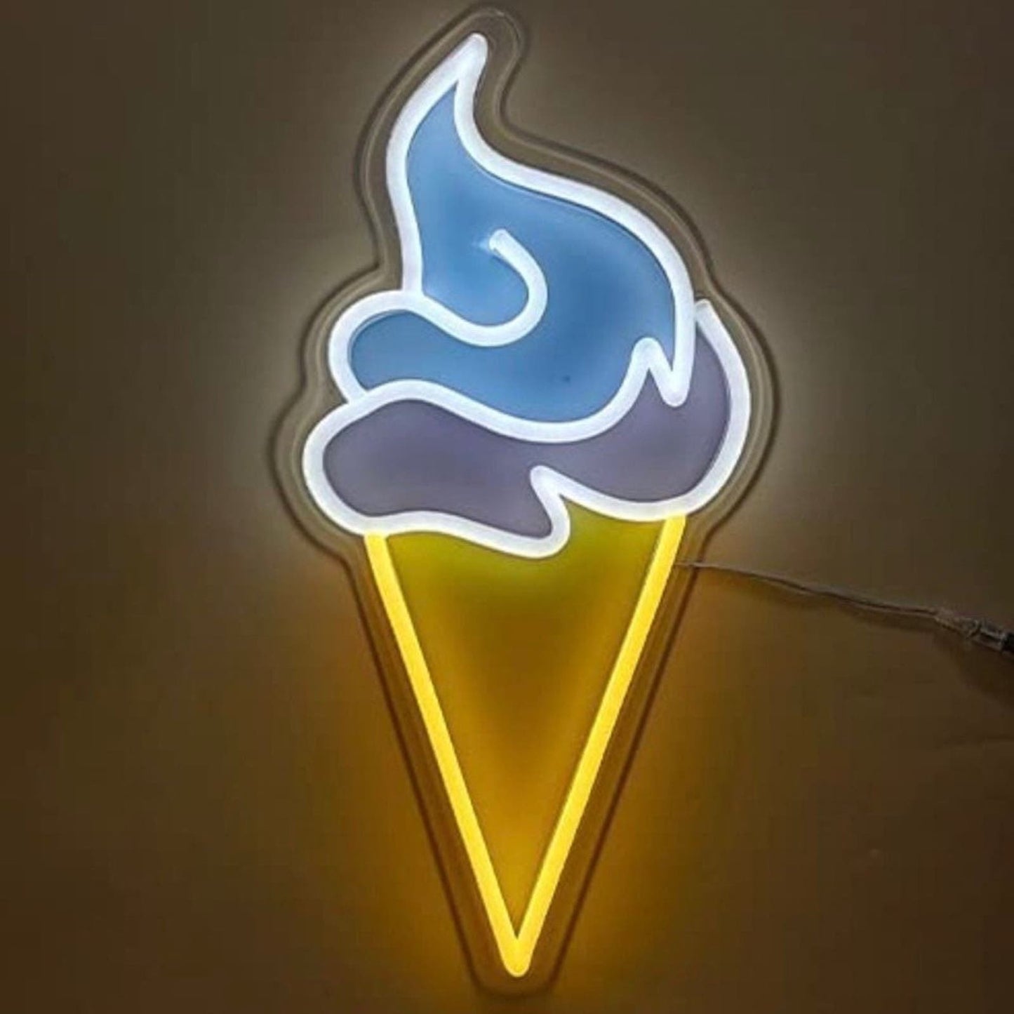 Large Bright Tasty Ice Cream Cone LED Light Sign Wall Decoration