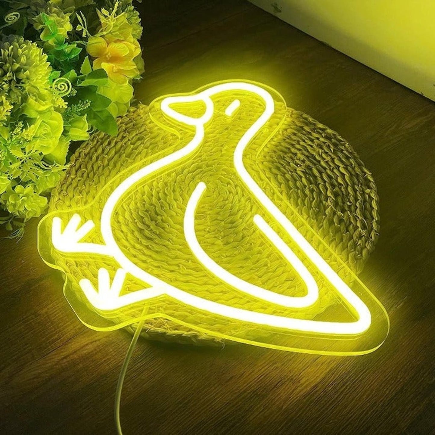 Adorable Bright Yellow Duck LED Night Light Room Wall Decor