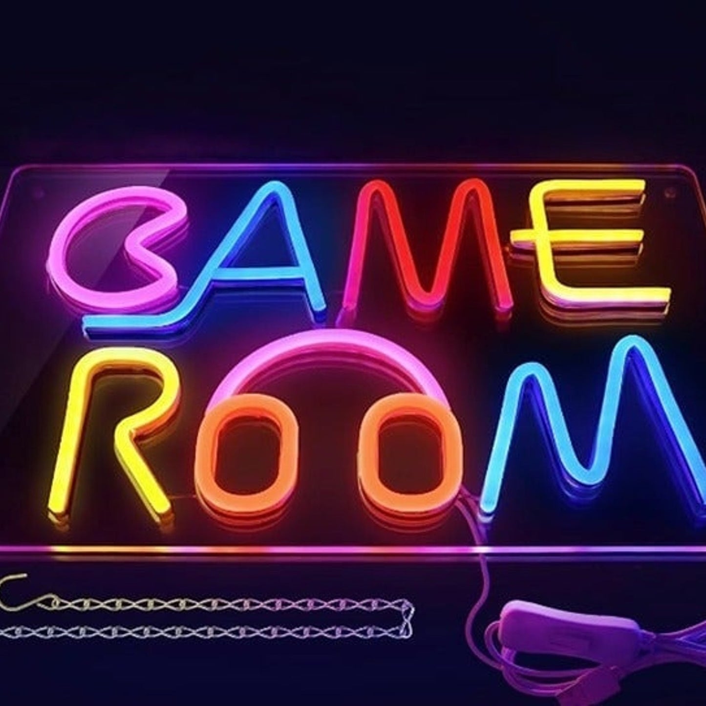 Fun Bright Rainbow Colorful "Game Room" Headphones LED Night Light Sign Decor