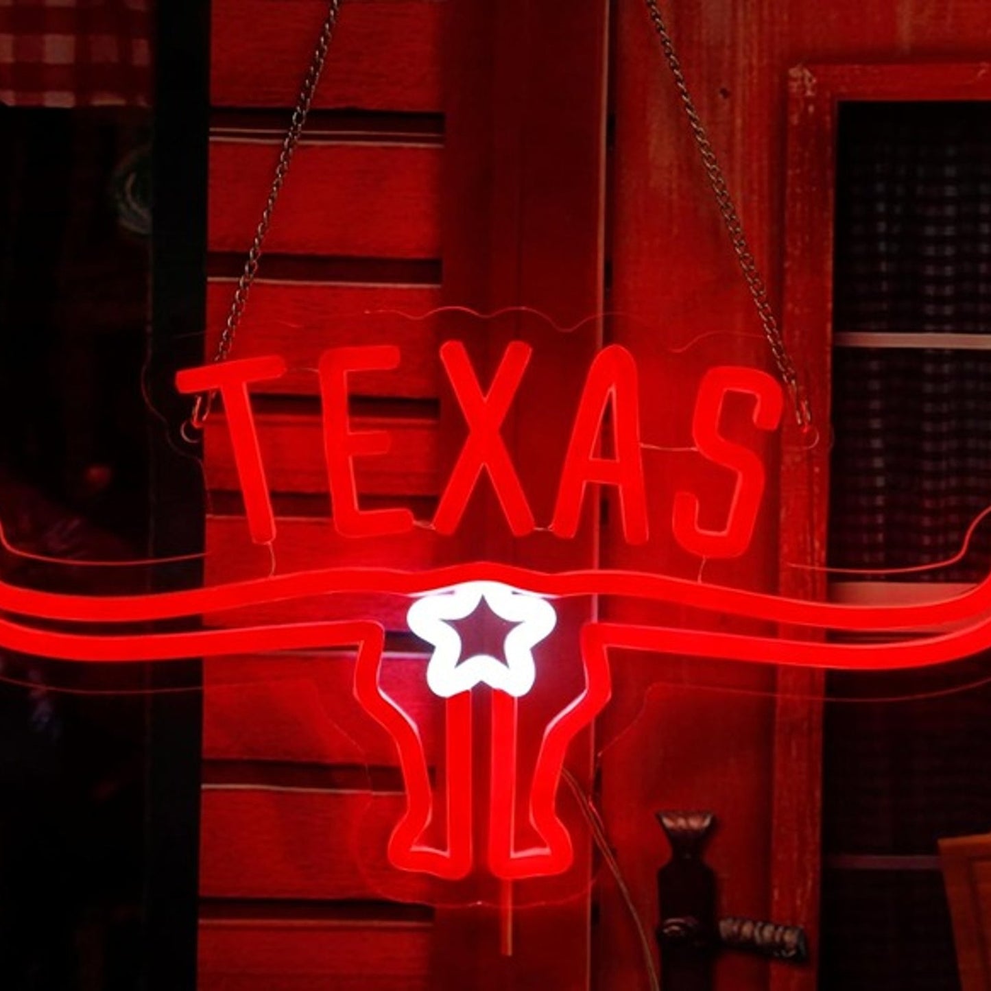 Vivid Bright Red Texas Long Horns LED Night Light Sports Team Wall Decor