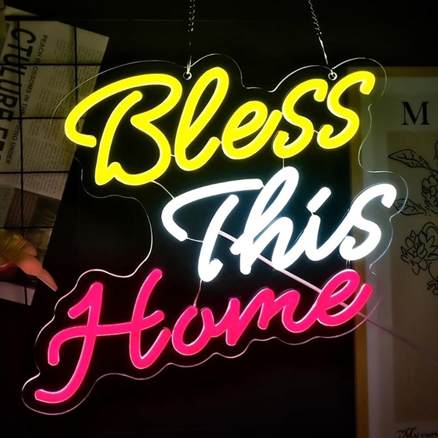 Lovely Bright Colorful “Home Sweet Home” LED Night Light Room Wall Decoration