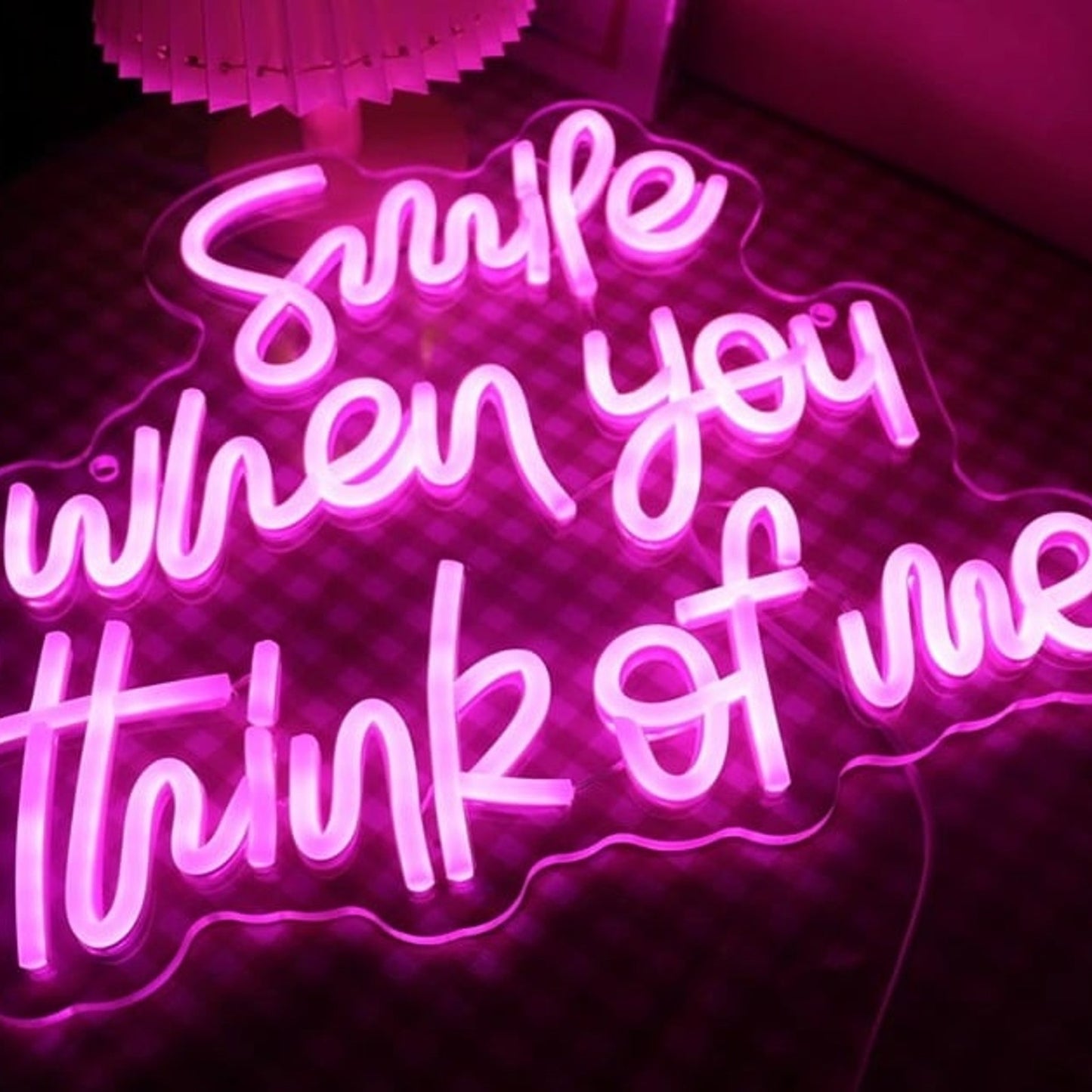Lovely Bright Pink “Smile When You Think of Me” LED Night Light Room Wall Decor