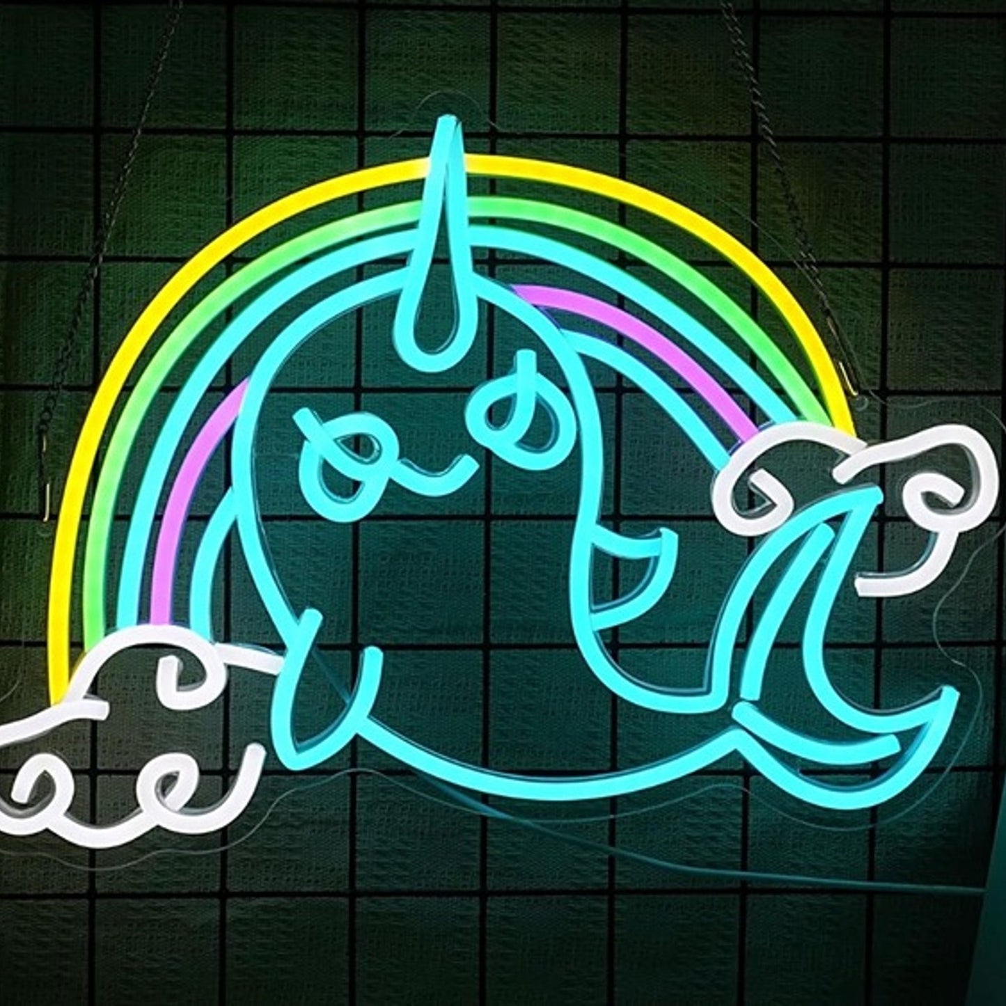 Fun Bright Rainbow Narwhal LED Night Light Room Wall Decoration