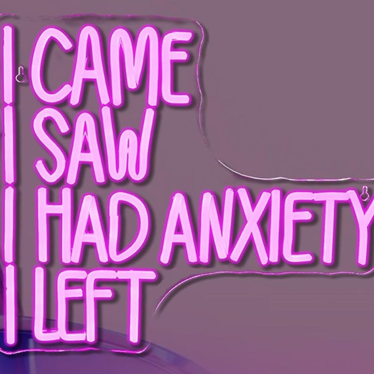 Funny Bright Pink “I Came, I Saw, I Had Anxiety, I Left” LED Light Sign Decor