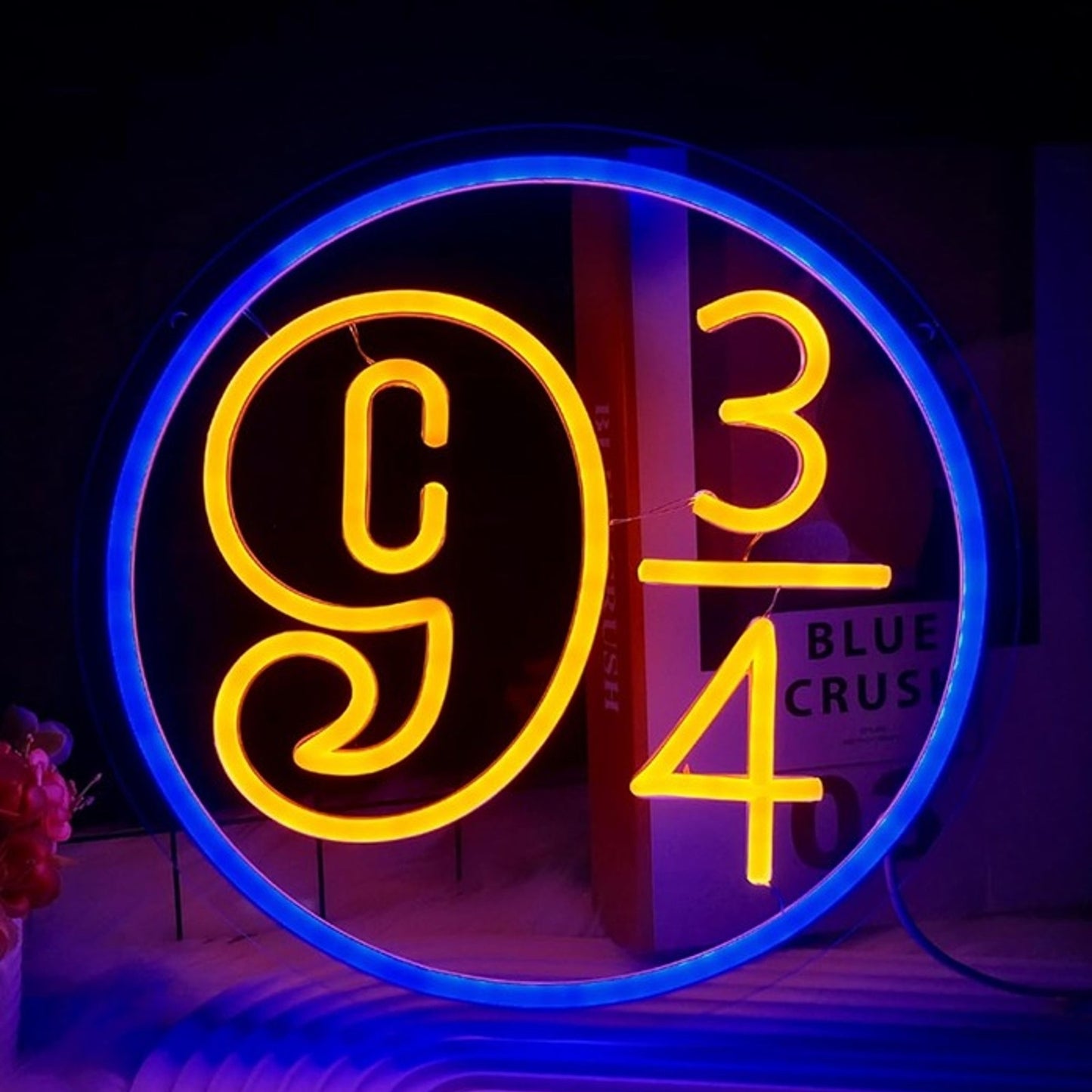 Bright Blue Platform 9 3/4 Train Station Night Light Harry Potter Room Wall Dec