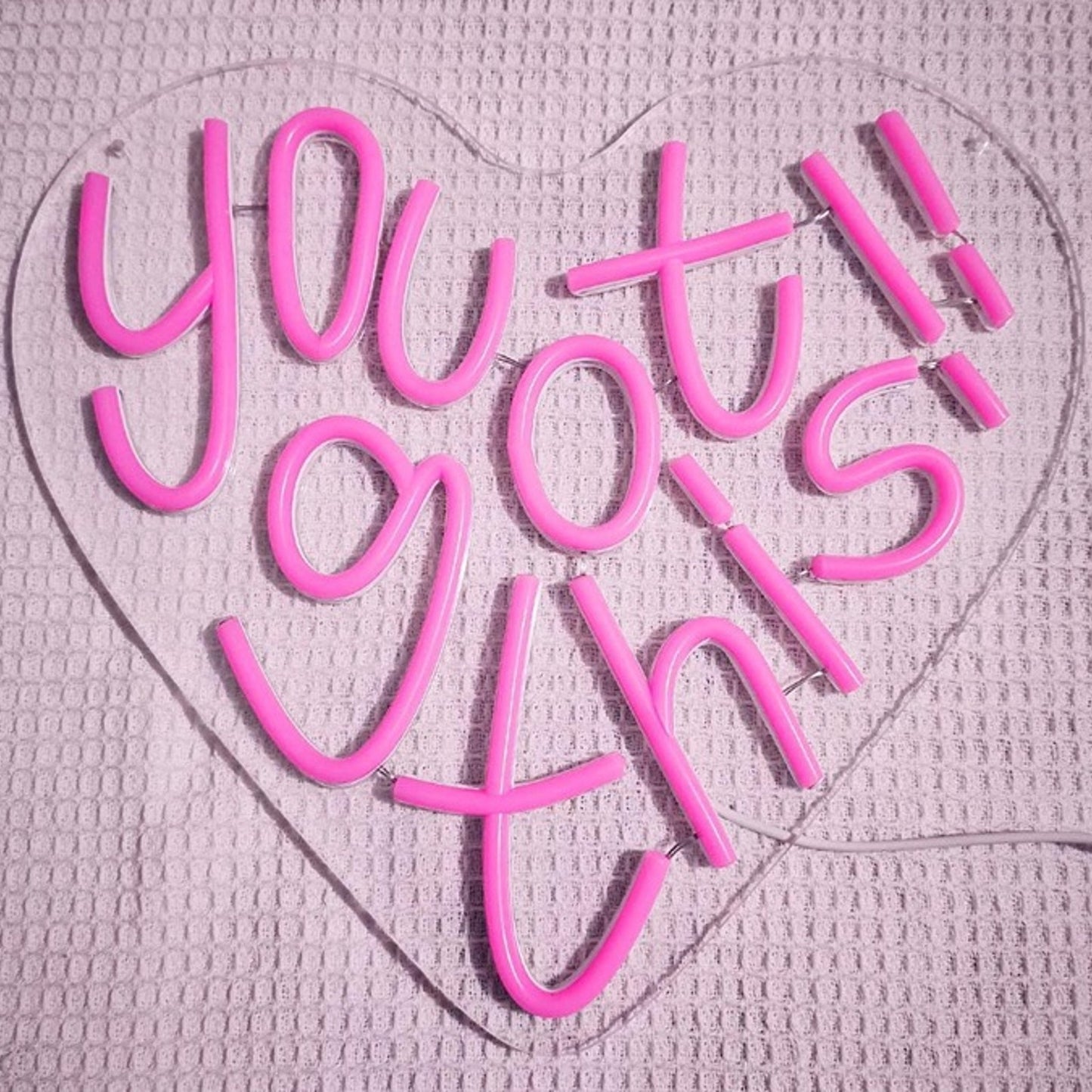 Lovely Bright Pink Heart “You Got This” LED Night Light Motivation Decoration