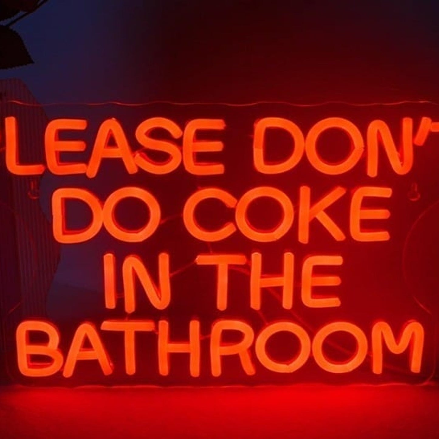Fun Bright Red “Please Don’t Do Coke In The Bathroom” LED Light Room Wall Decor