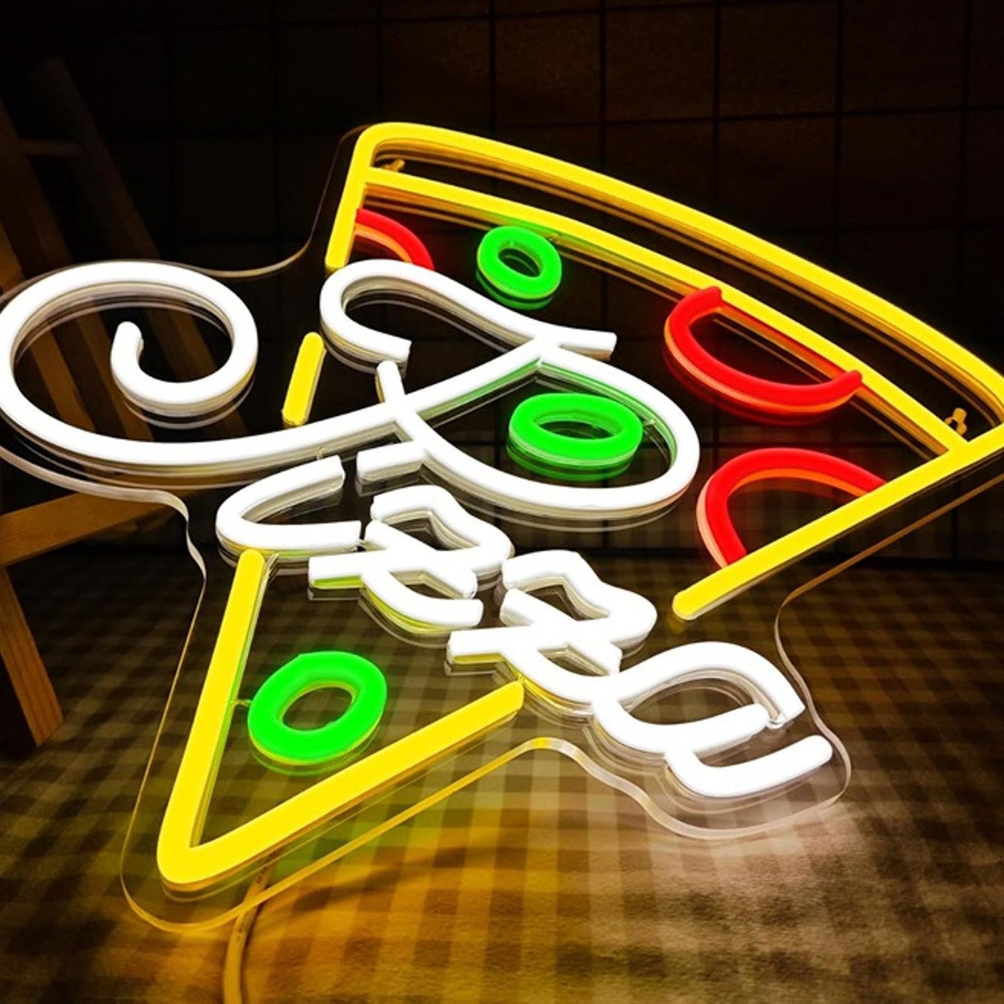 Lovely Bright Yellow Fancy Pizza LED Night Light Restaurant Shop Sign Decor