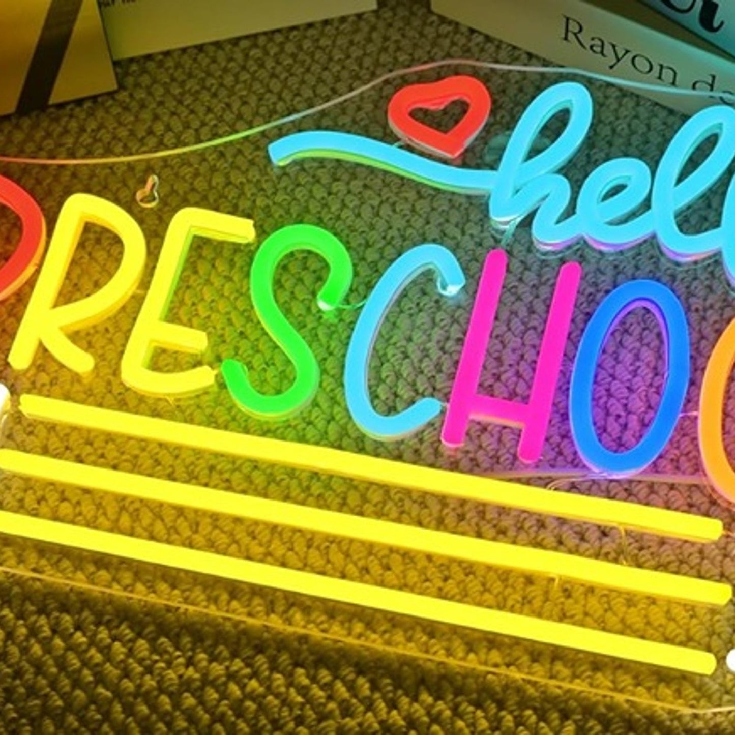 Lovely Bright Colorful “Hello Preschool” Pencil LED Night Light School Classroom
