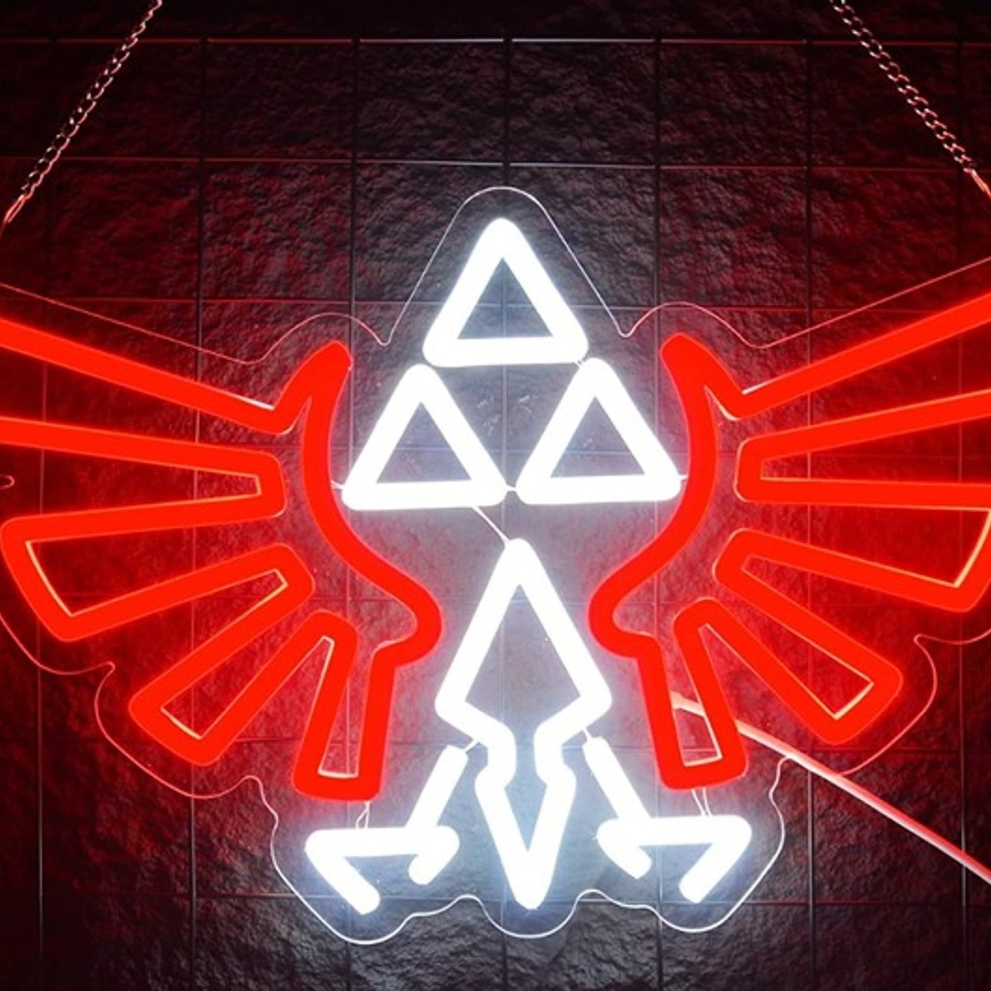 Fun Bright Red Wings Tri-Force Legend of Zelda LED Light Game Room Decor