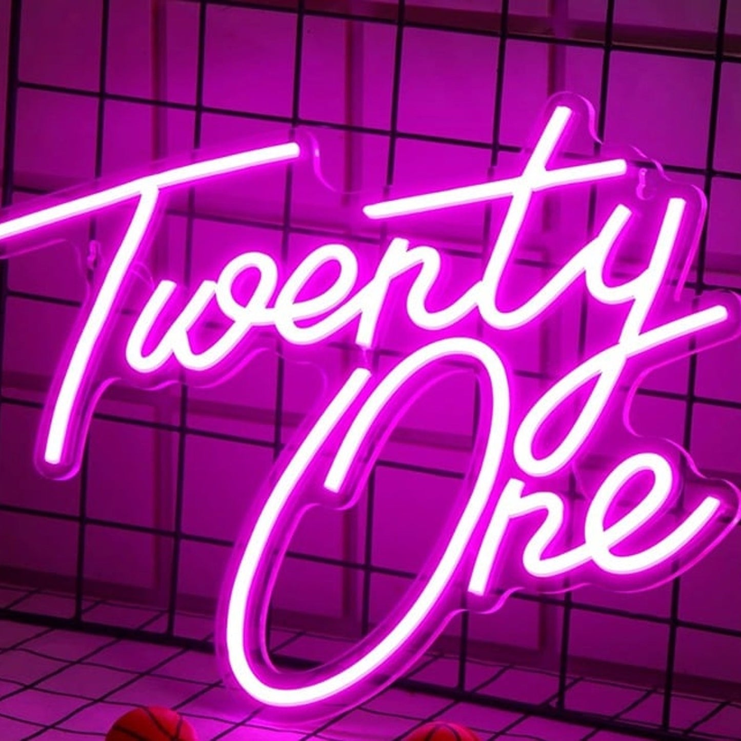 Lovely Bright Pink Twenty One LED Night Light Birthday Party Decoration