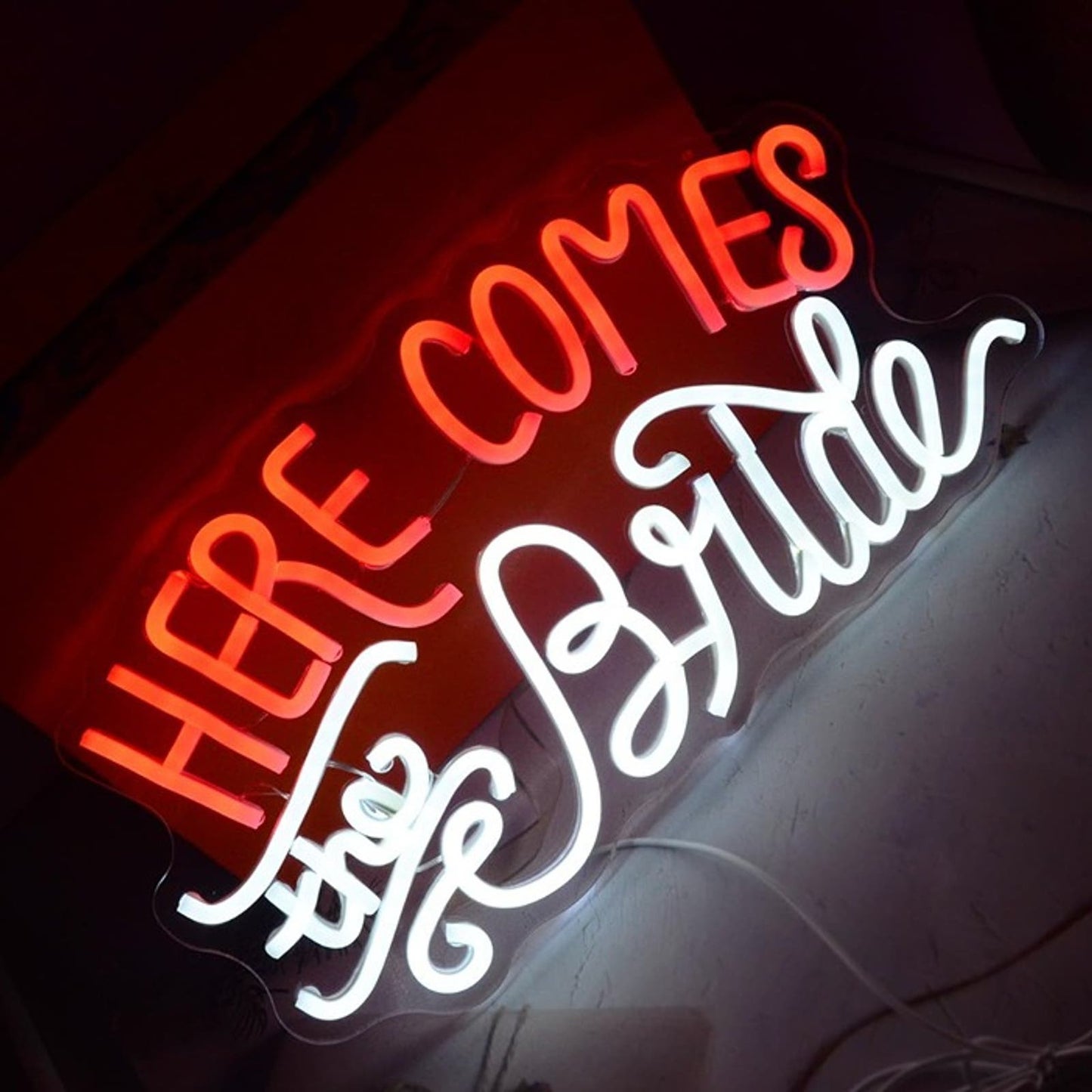 Lovely Bright “Here Comes the Bride” LED Night Light Room Wall Wedding Decor