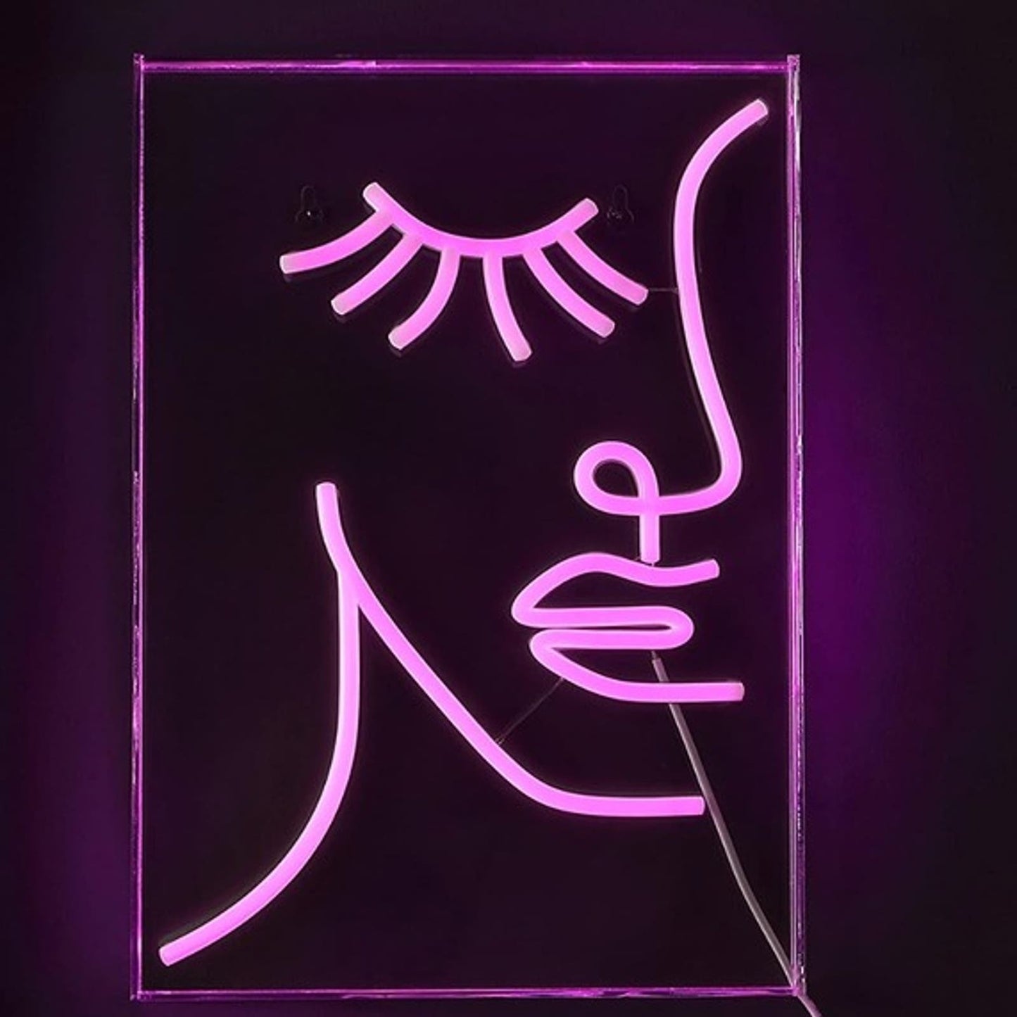 Lovely Bright Pink Face LED Night Light Box Room Wall Art Decoration
